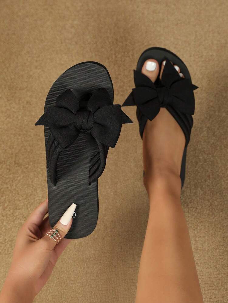 Women's Bow Flip Flops - Comfortable Non-Slip Summer Sandals for Beach, Resort & Daily Wear - Lightweight Outdoor Slippers with Thick Sole - Perfect Vacation Footwear & Casual Style