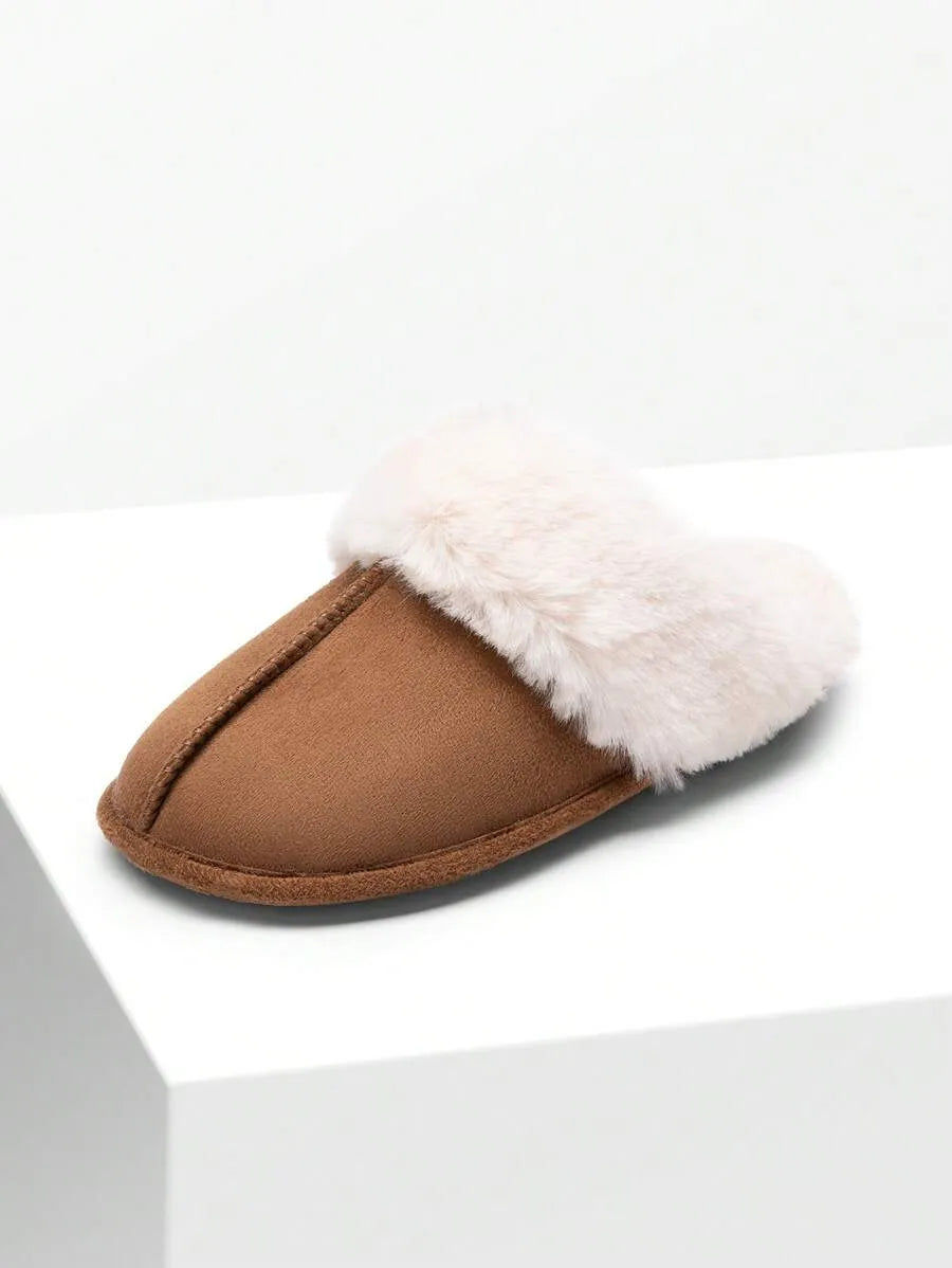 Women Furry Slippers Fluffy Soft Warm Slip On House Slippers Non-Slip Cozy Plush Indoor Outdoor Winter Fuzzy Lined Slippers