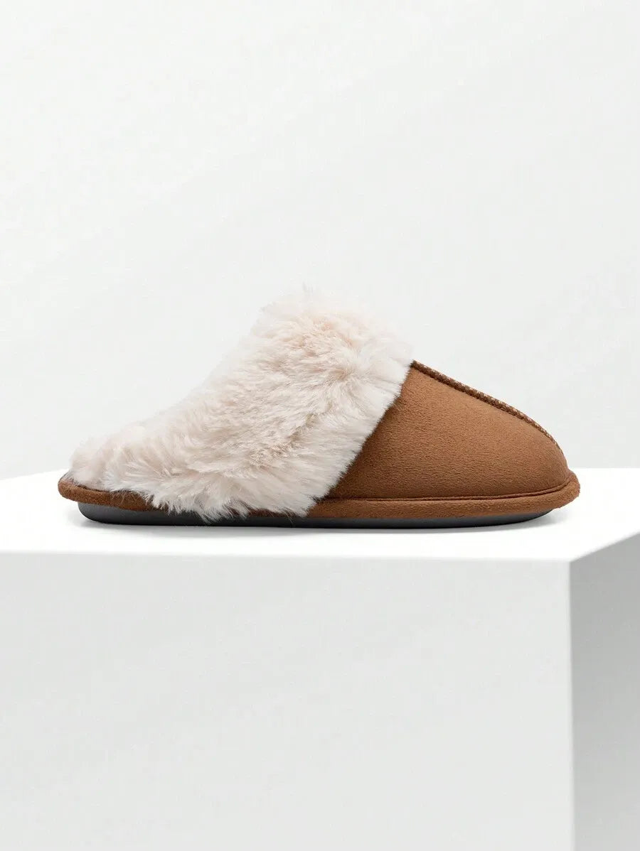 Women Furry Slippers Fluffy Soft Warm Slip On House Slippers Non-Slip Cozy Plush Indoor Outdoor Winter Fuzzy Lined Slippers