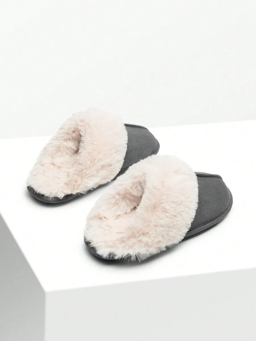 Women Furry Slippers Fluffy Soft Warm Slip On House Slippers Non-Slip Cozy Plush Indoor Outdoor Winter Fuzzy Lined Slippers