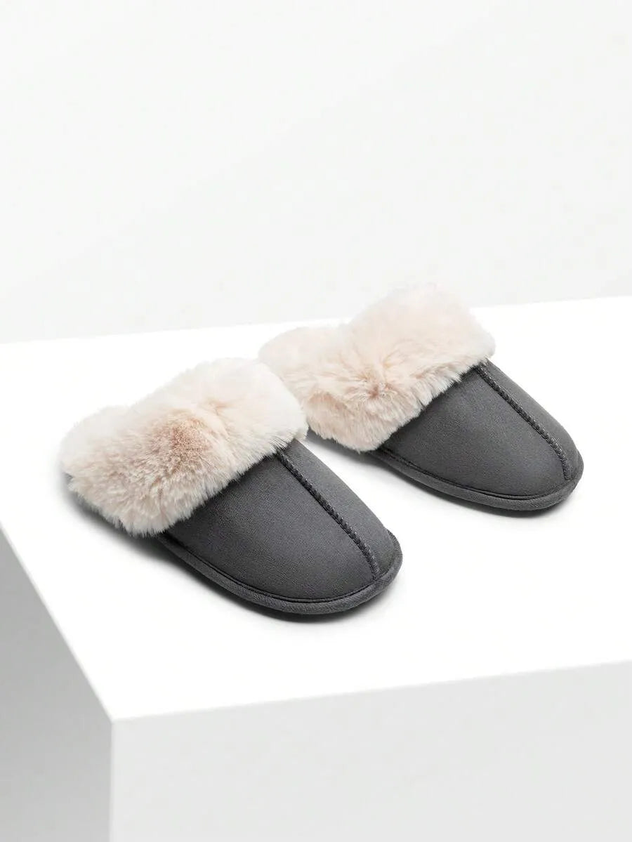 Women Furry Slippers Fluffy Soft Warm Slip On House Slippers Non-Slip Cozy Plush Indoor Outdoor Winter Fuzzy Lined Slippers