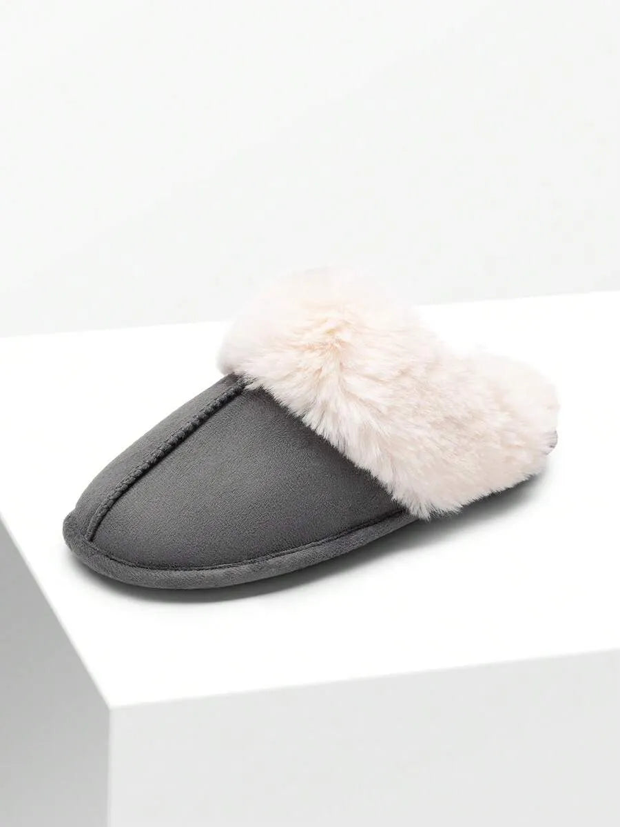 Women Furry Slippers Fluffy Soft Warm Slip On House Slippers Non-Slip Cozy Plush Indoor Outdoor Winter Fuzzy Lined Slippers