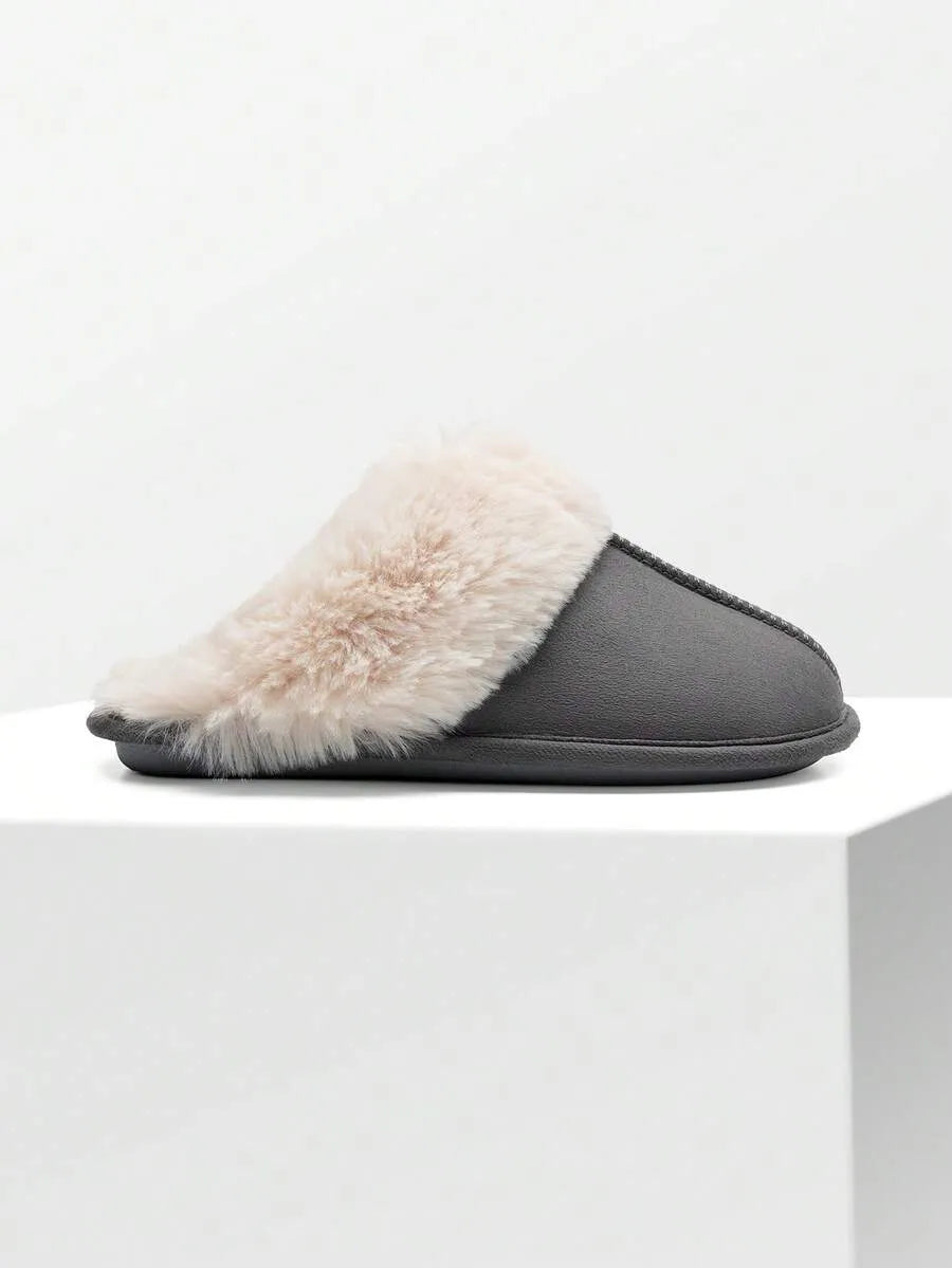 Women Furry Slippers Fluffy Soft Warm Slip On House Slippers Non-Slip Cozy Plush Indoor Outdoor Winter Fuzzy Lined Slippers