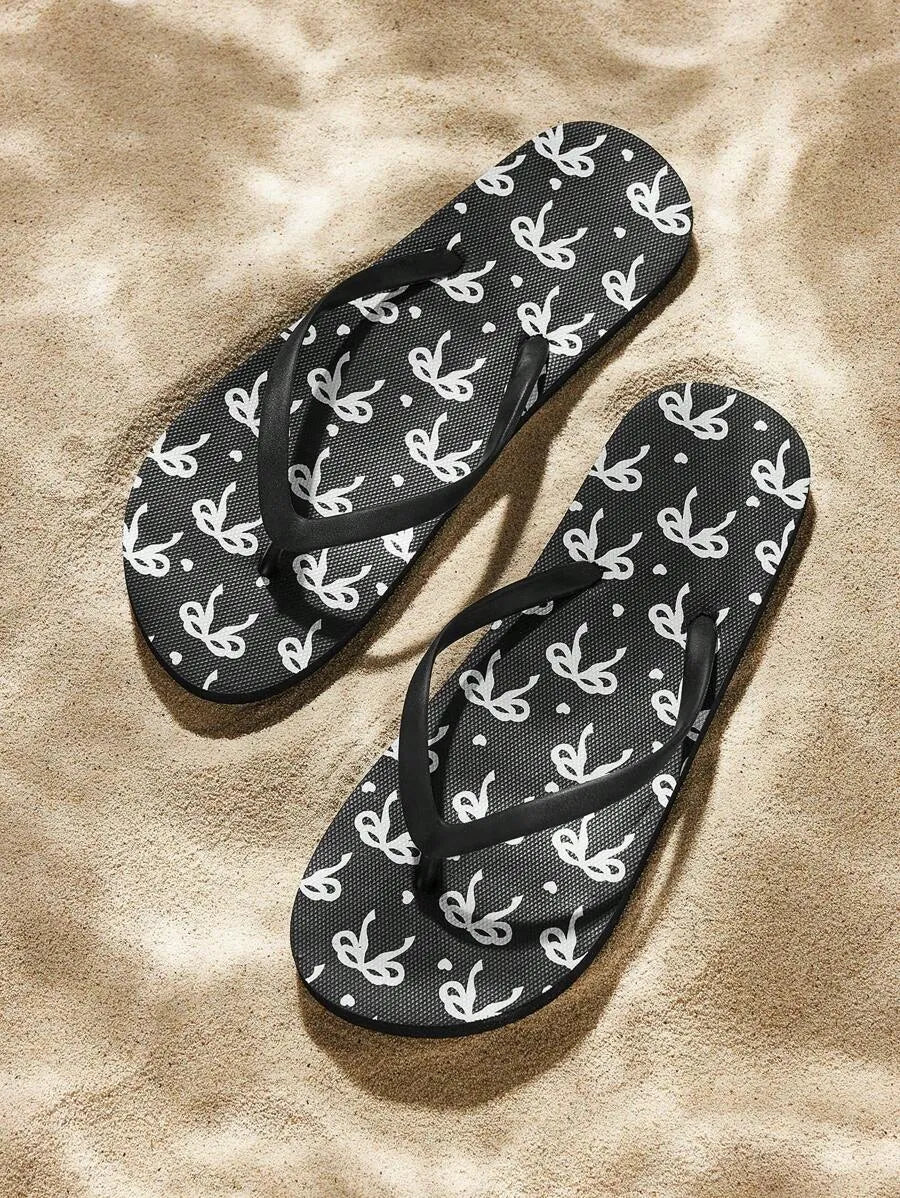 CUCCOO Star Print Flat Flip Flops, Suitable for Home, Beach, and Outdoor Wear