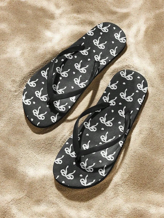 CUCCOO Star Print Flat Flip Flops, Suitable for Home, Beach, and Outdoor Wear