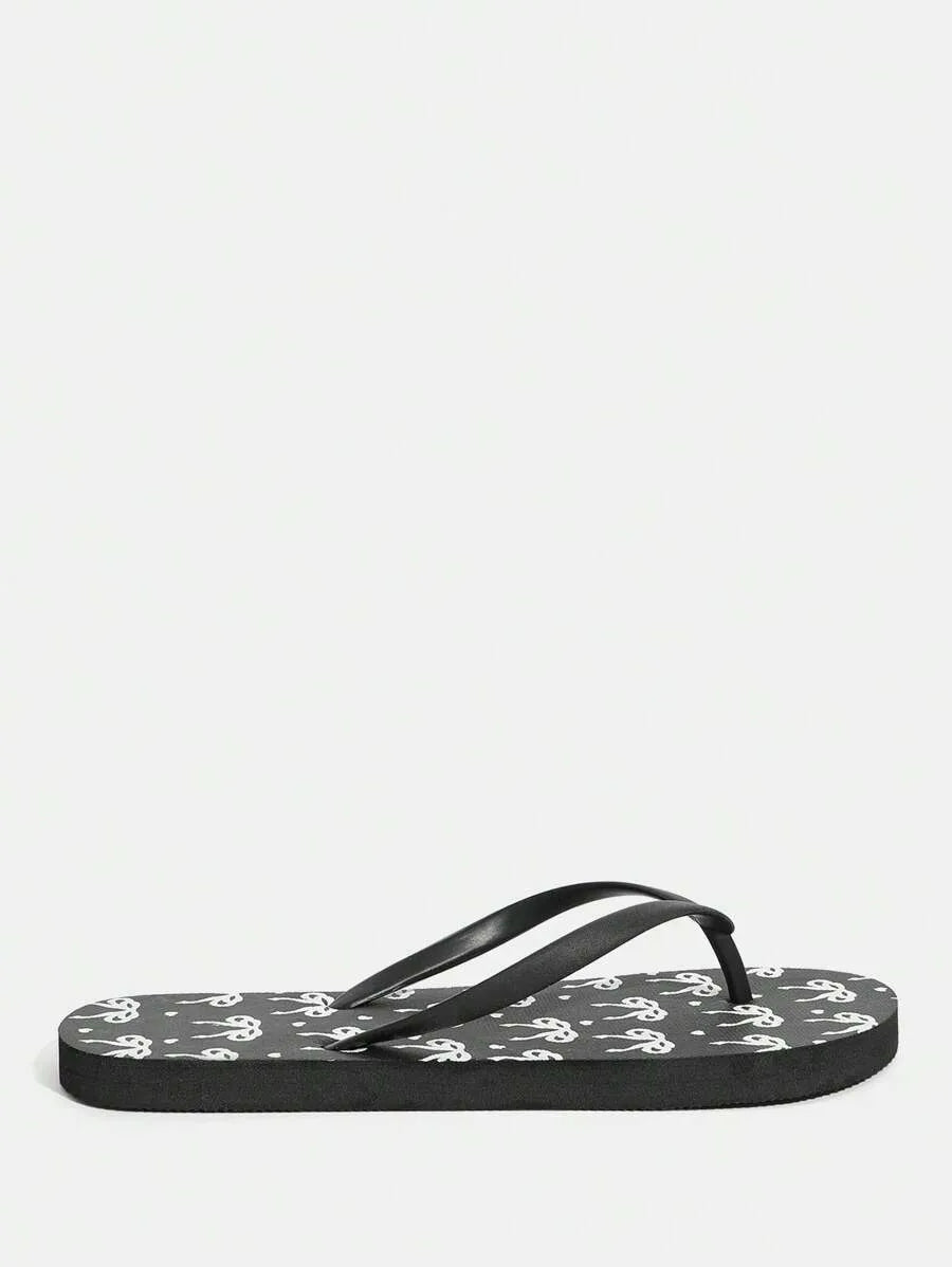CUCCOO Star Print Flat Flip Flops, Suitable for Home, Beach, and Outdoor Wear