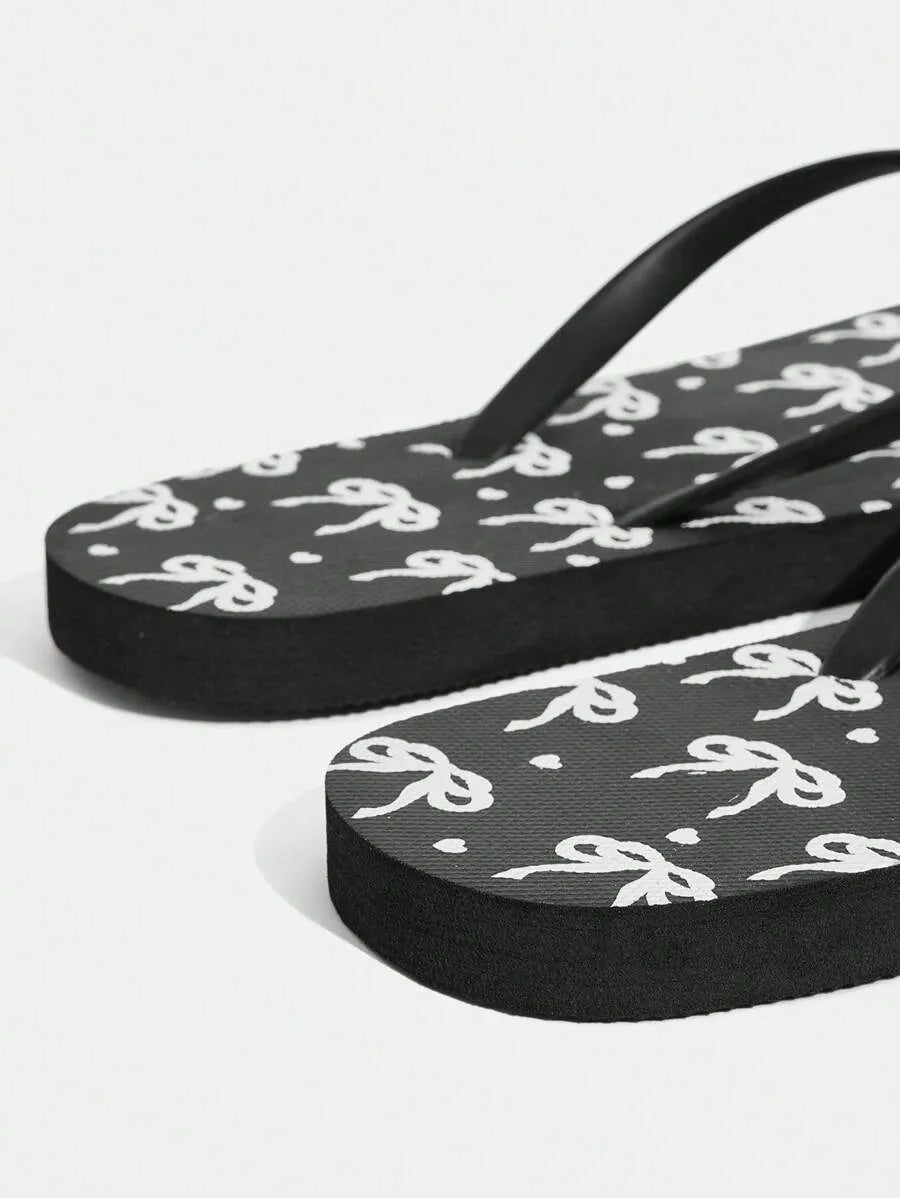 CUCCOO Star Print Flat Flip Flops, Suitable for Home, Beach, and Outdoor Wear