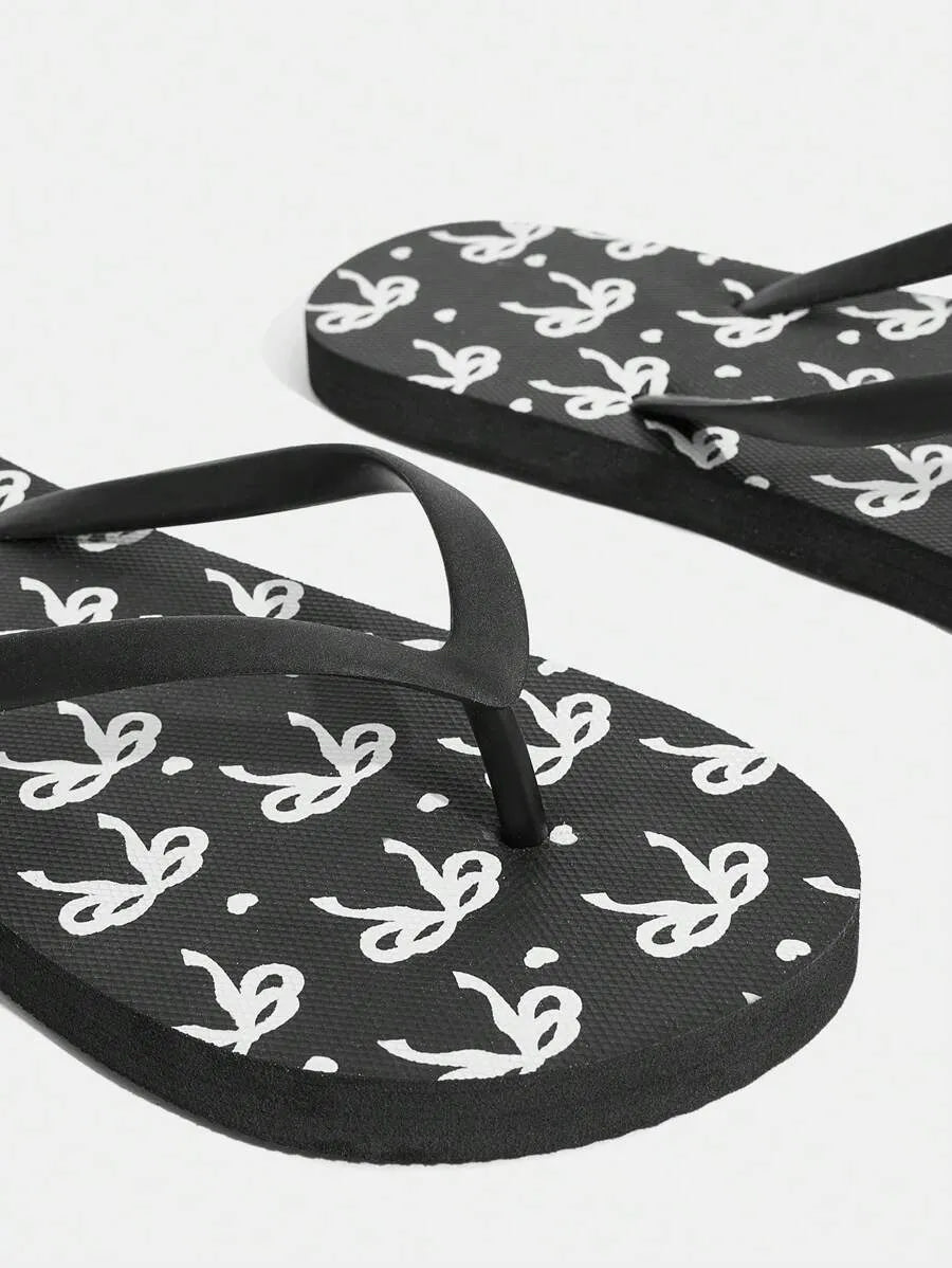 CUCCOO Star Print Flat Flip Flops, Suitable for Home, Beach, and Outdoor Wear