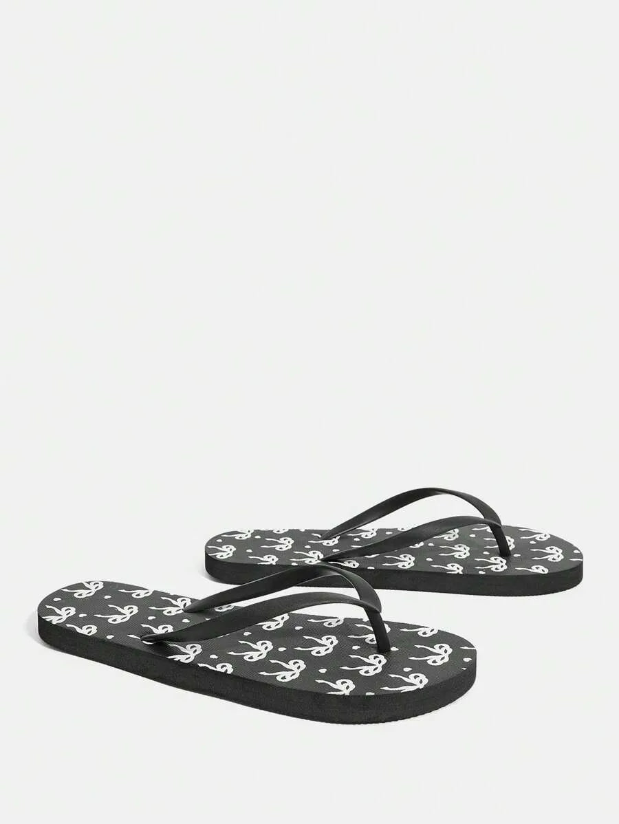 CUCCOO Star Print Flat Flip Flops, Suitable for Home, Beach, and Outdoor Wear