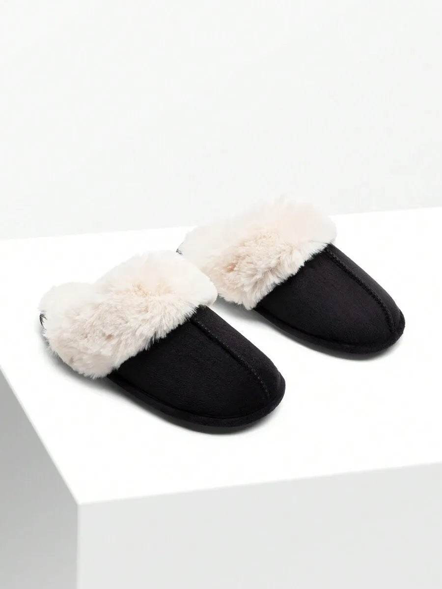 Women Furry Slippers Fluffy Soft Warm Slip On House Slippers Non-Slip Cozy Plush Indoor Outdoor Winter Fuzzy Lined Slippers