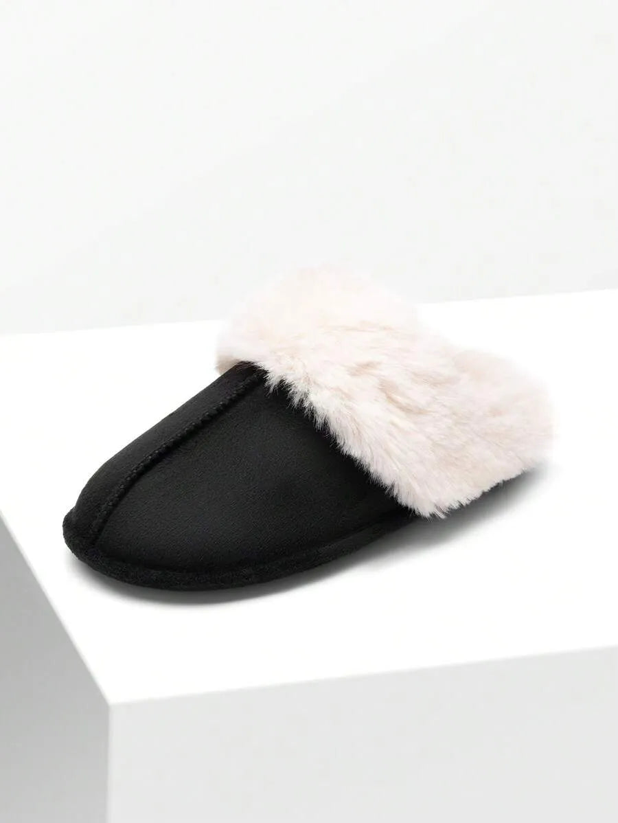 Women Furry Slippers Fluffy Soft Warm Slip On House Slippers Non-Slip Cozy Plush Indoor Outdoor Winter Fuzzy Lined Slippers