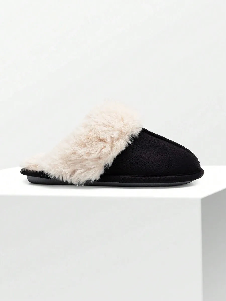 Women Furry Slippers Fluffy Soft Warm Slip On House Slippers Non-Slip Cozy Plush Indoor Outdoor Winter Fuzzy Lined Slippers