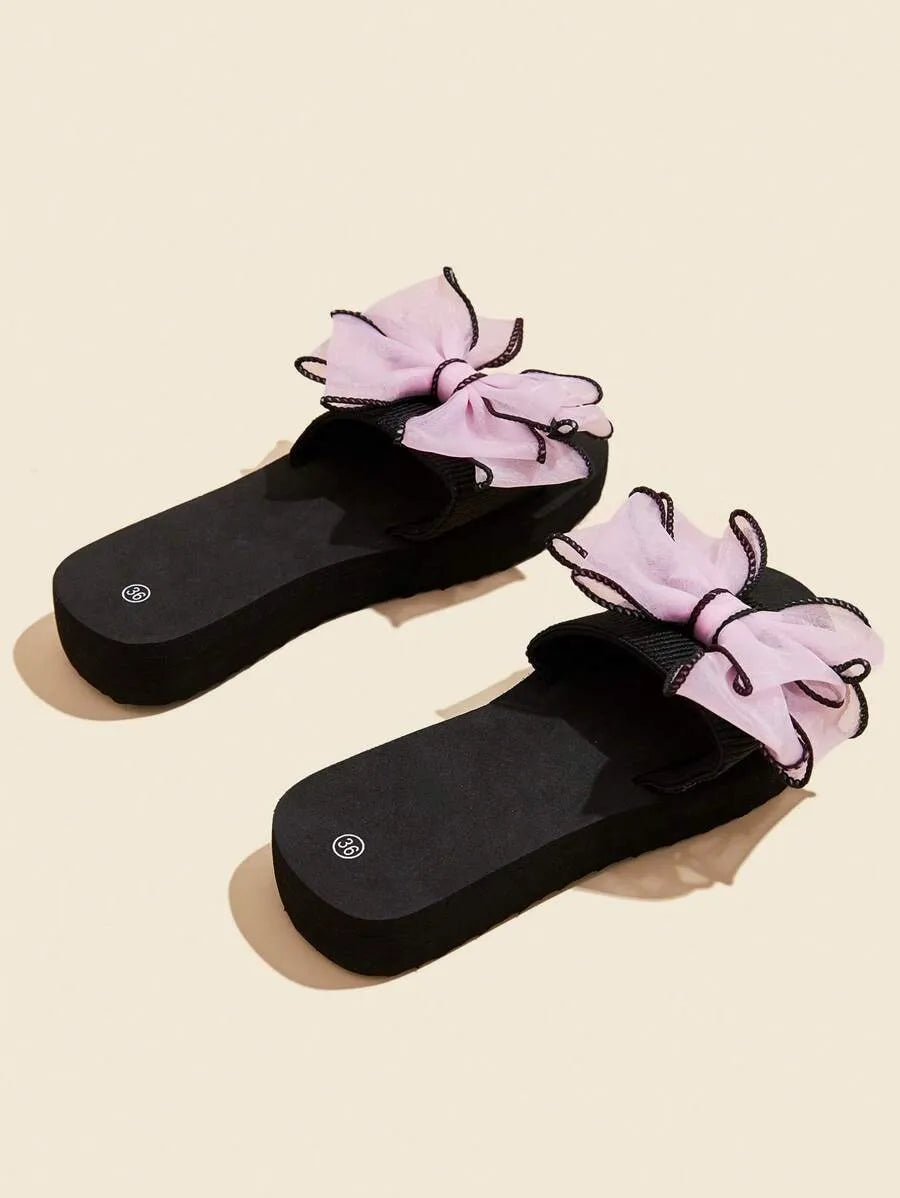 Women's Minimalist Platform Slippers, Lightweight Open Toe Non Slip Slides Shoes, Indoor & Outdoor Slippers