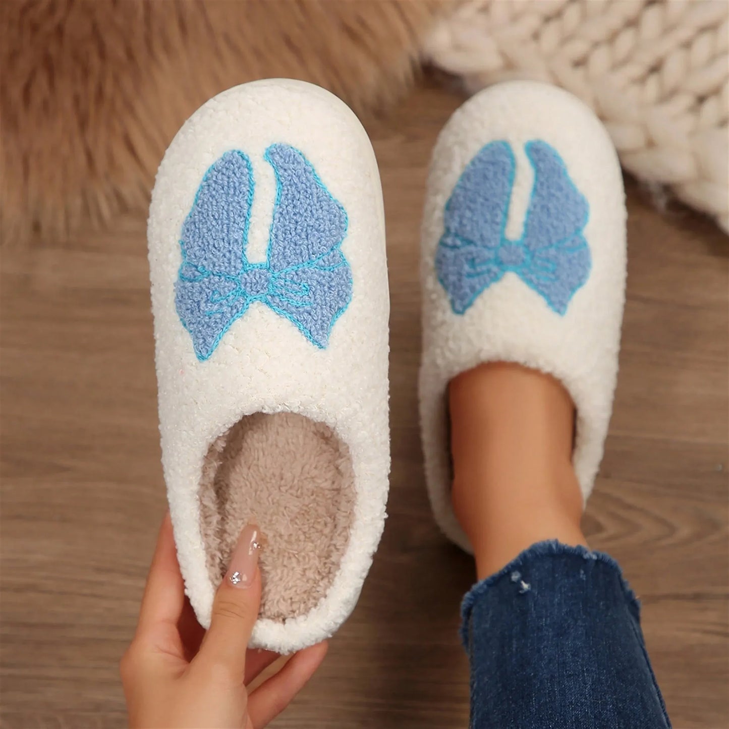 Women's Memory Foam Slippers With Elegant Bow, Cute And Fashionable House Shoes