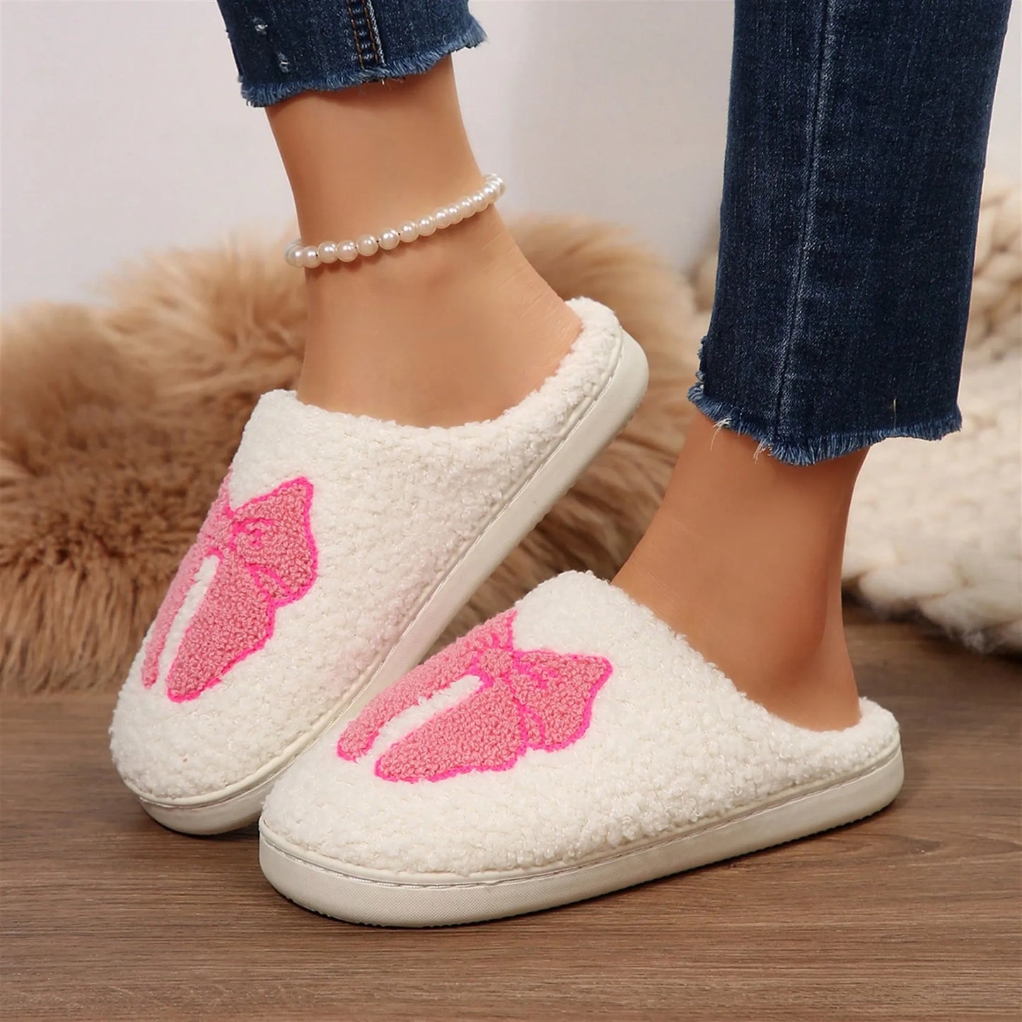 Women's Memory Foam Slippers With Elegant Bow, Cute And Fashionable House Shoes
