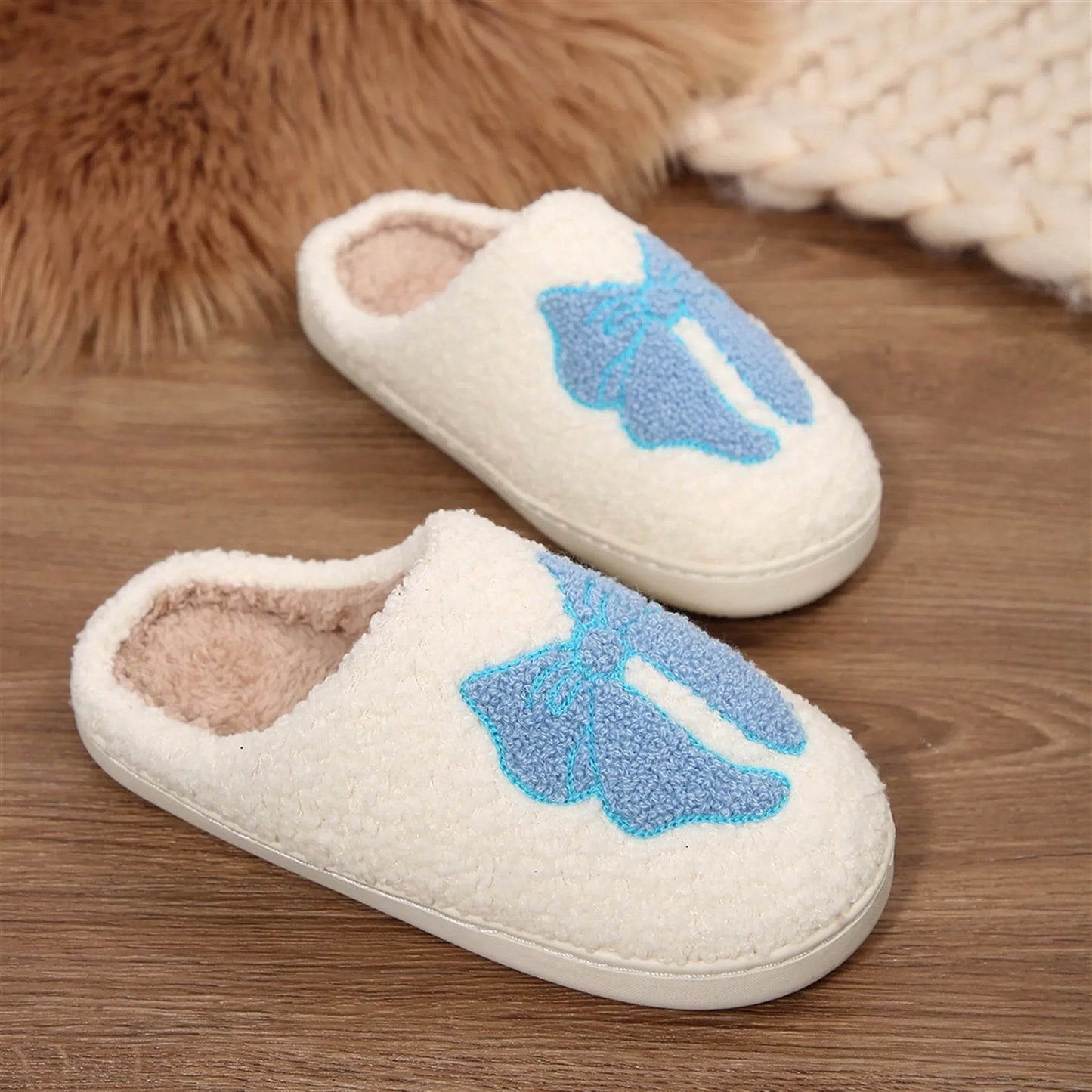 Women's Memory Foam Slippers With Elegant Bow, Cute And Fashionable House Shoes