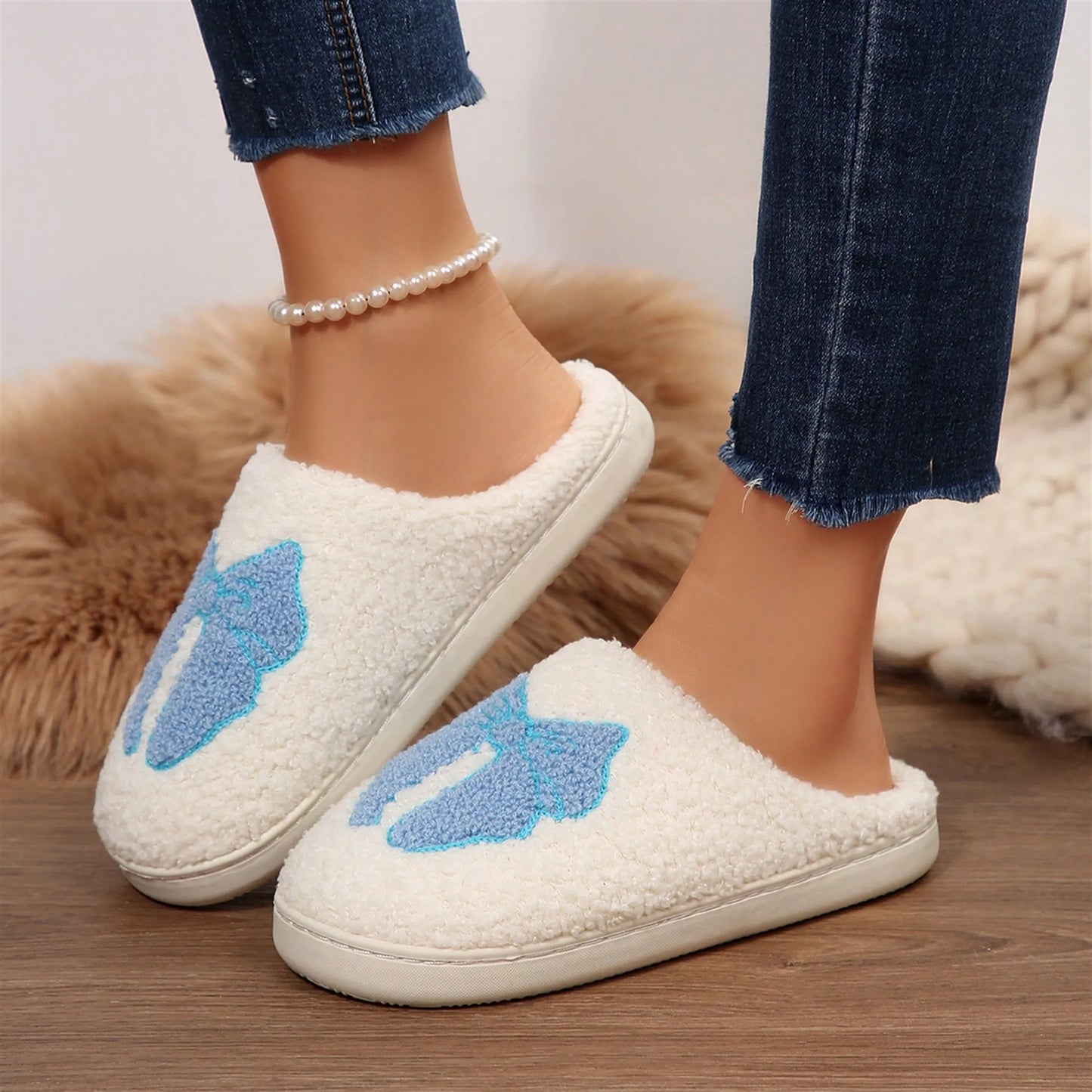 Women's Memory Foam Slippers With Elegant Bow, Cute And Fashionable House Shoes