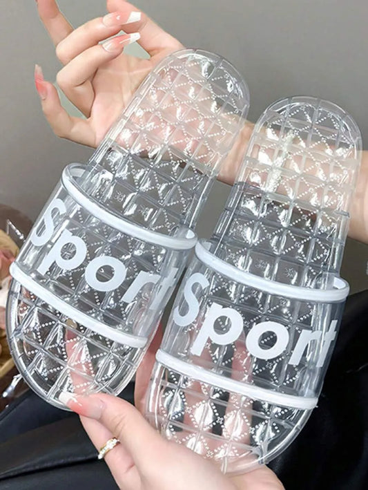 2025 New Fashion Transparent Jelly Plastic Slippers For Women, Summer Indoor Bathroom Shower Crystal Slippers, Non-Slip Wear-Resistant High-Quality Slides