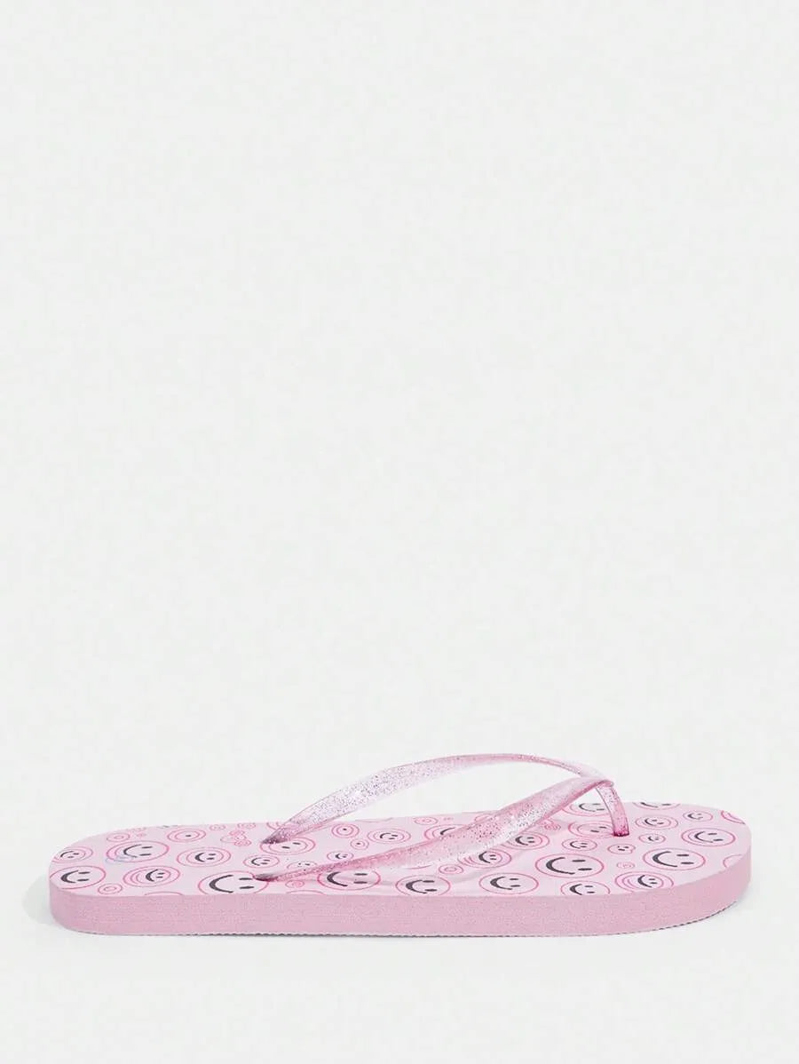 CUCCOO Star Print Flat Flip Flops, Suitable for Home, Beach, and Outdoor Wear