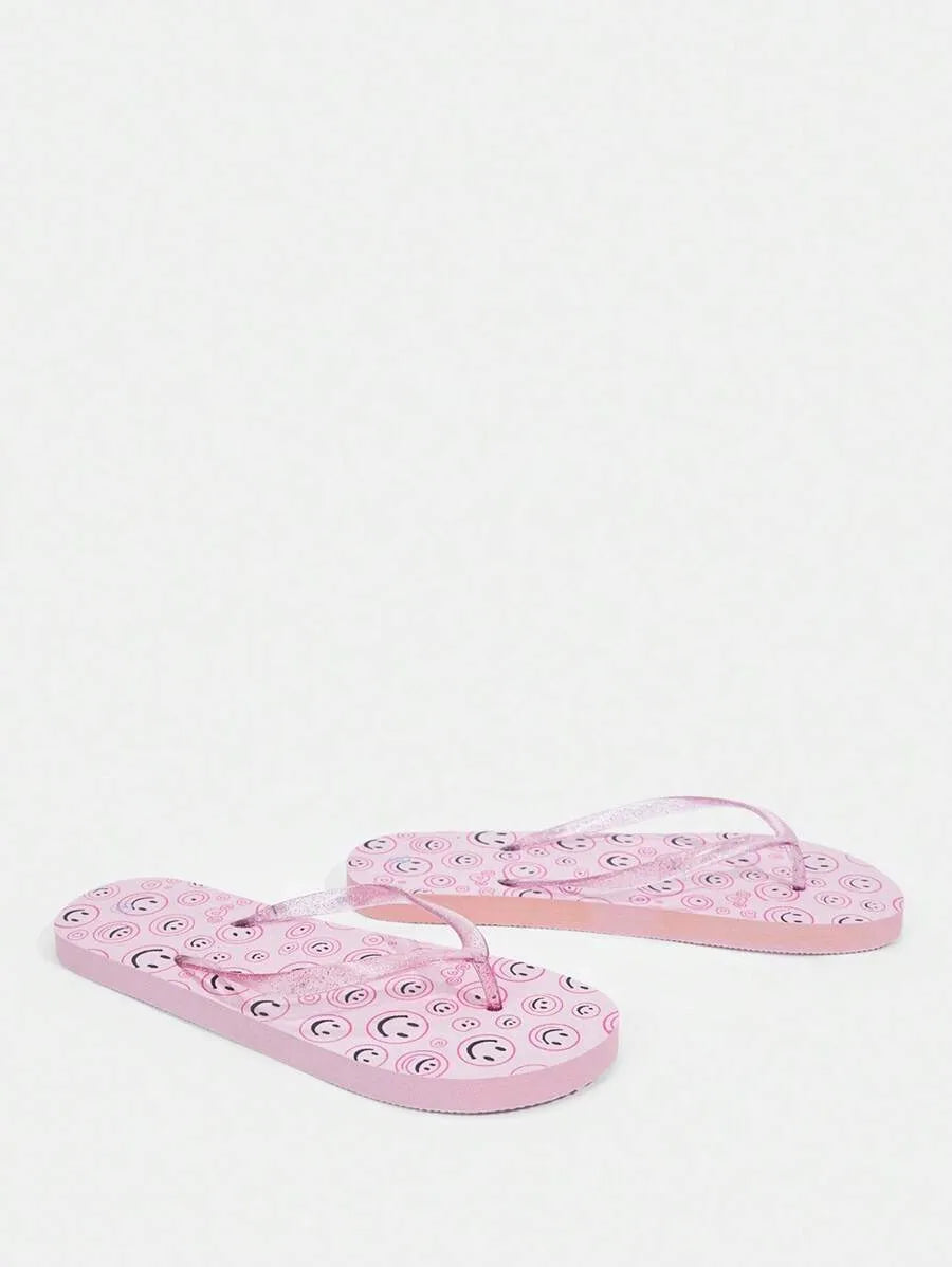 CUCCOO Star Print Flat Flip Flops, Suitable for Home, Beach, and Outdoor Wear