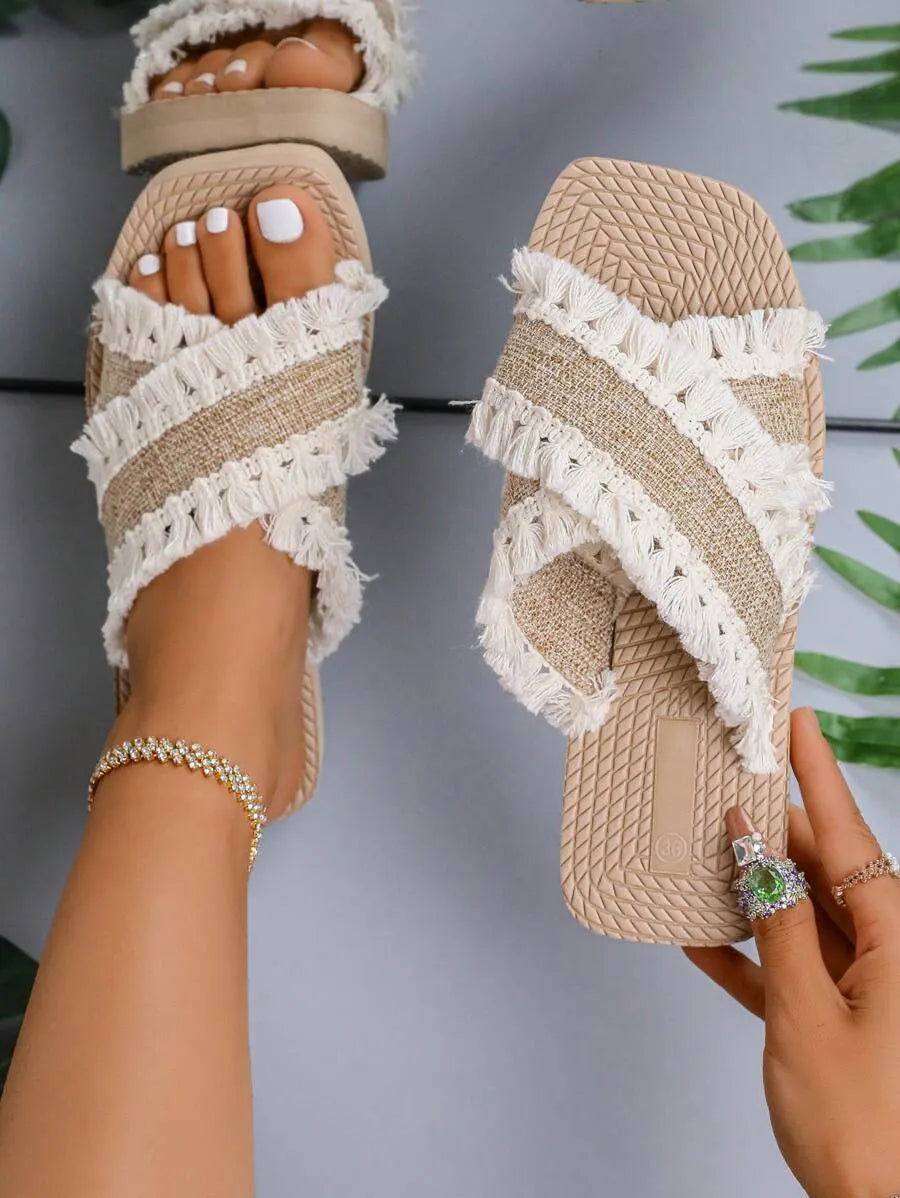 Fashion Elegant Minimalist Design, Retro Style, Classic One-Piece Outdoor Beach Anti-Slip Sandals, Spring/Summer