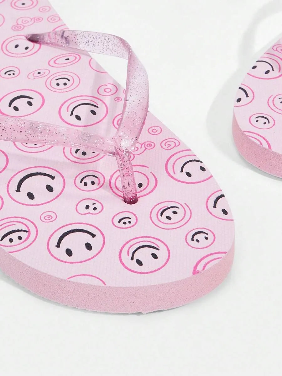 CUCCOO Star Print Flat Flip Flops, Suitable for Home, Beach, and Outdoor Wear