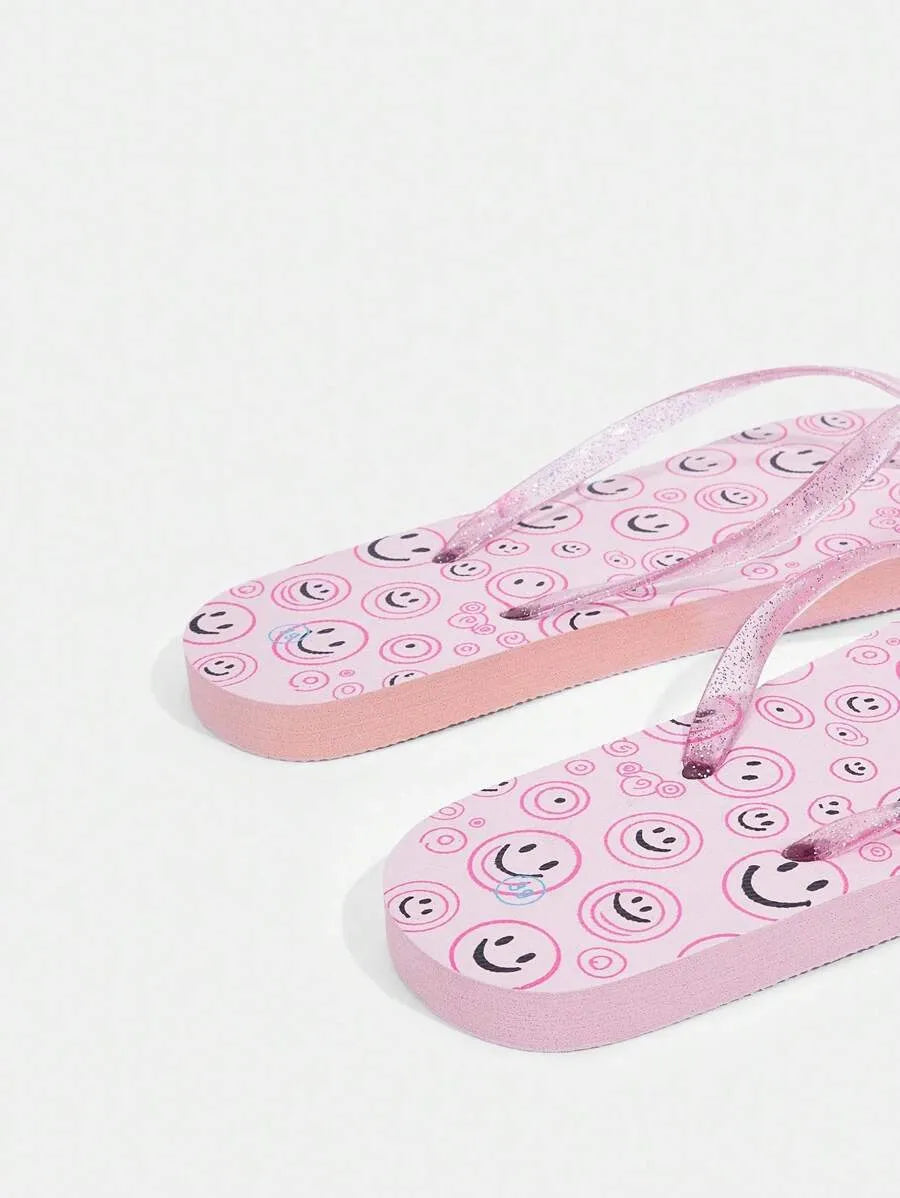 CUCCOO Star Print Flat Flip Flops, Suitable for Home, Beach, and Outdoor Wear
