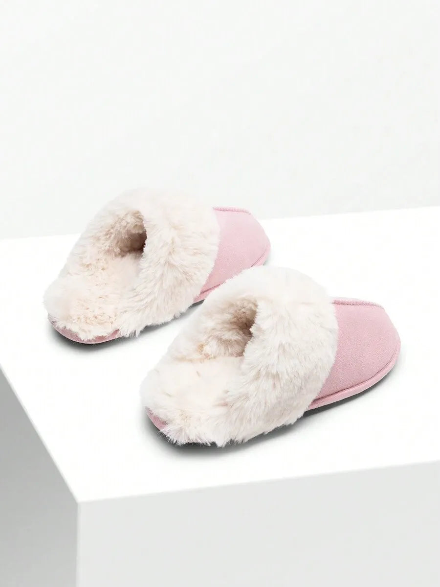 Women Furry Slippers Fluffy Soft Warm Slip On House Slippers Non-Slip Cozy Plush Indoor Outdoor Winter Fuzzy Lined Slippers