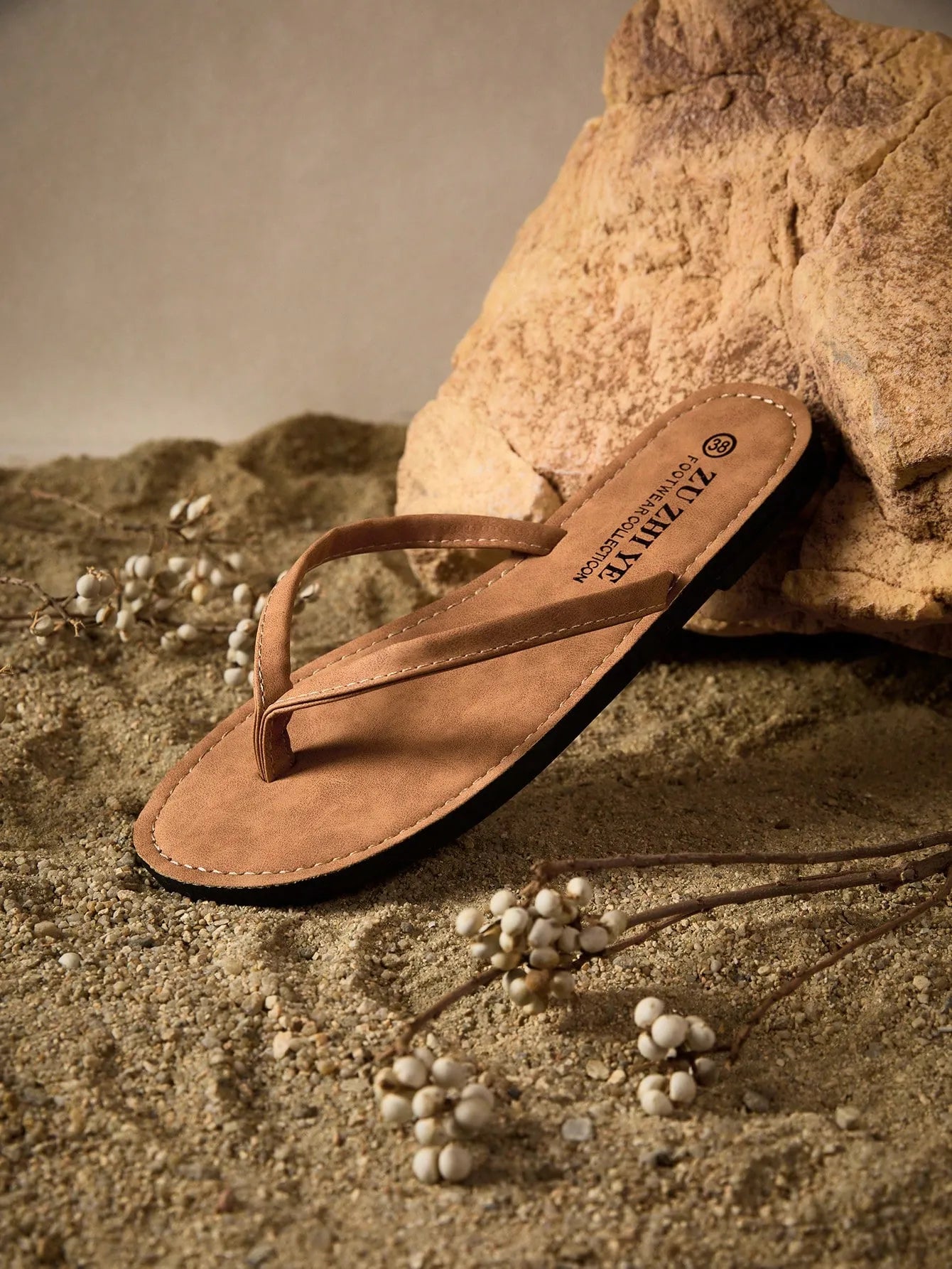 Tropiscape Women's Brown Flat Flip Flops, Fashion Summer Casual Beach Travel TPR Non-Slip Sole Vacay Vibes Vacation Relax Beach Autumn
