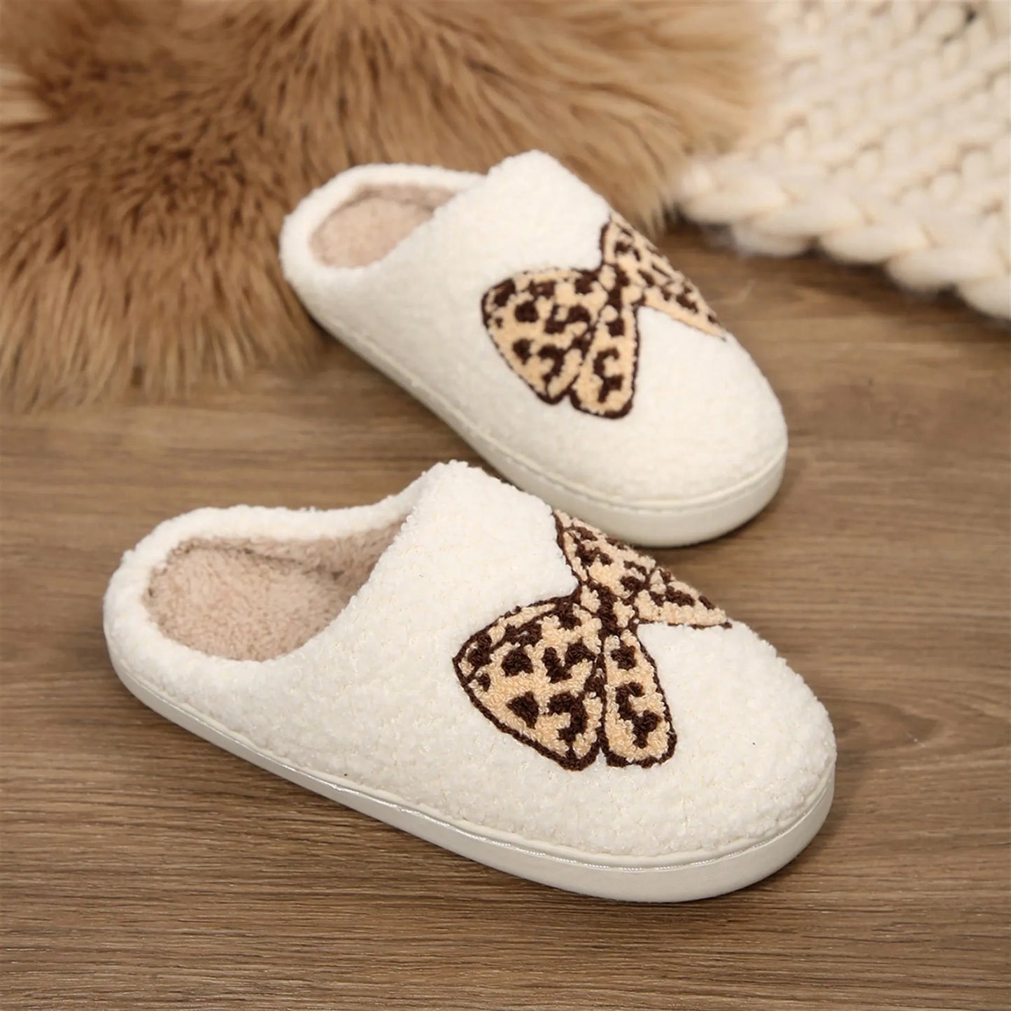 Women's Memory Foam Slippers With Elegant Bow, Cute And Fashionable House Shoes