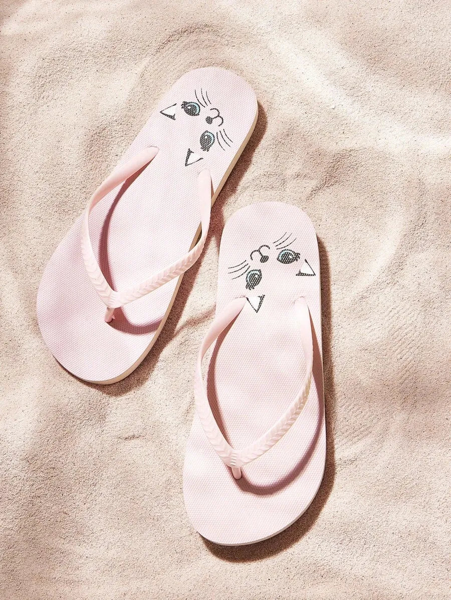 CUCCOO Star Print Flat Flip Flops, Suitable for Home, Beach, and Outdoor Wear