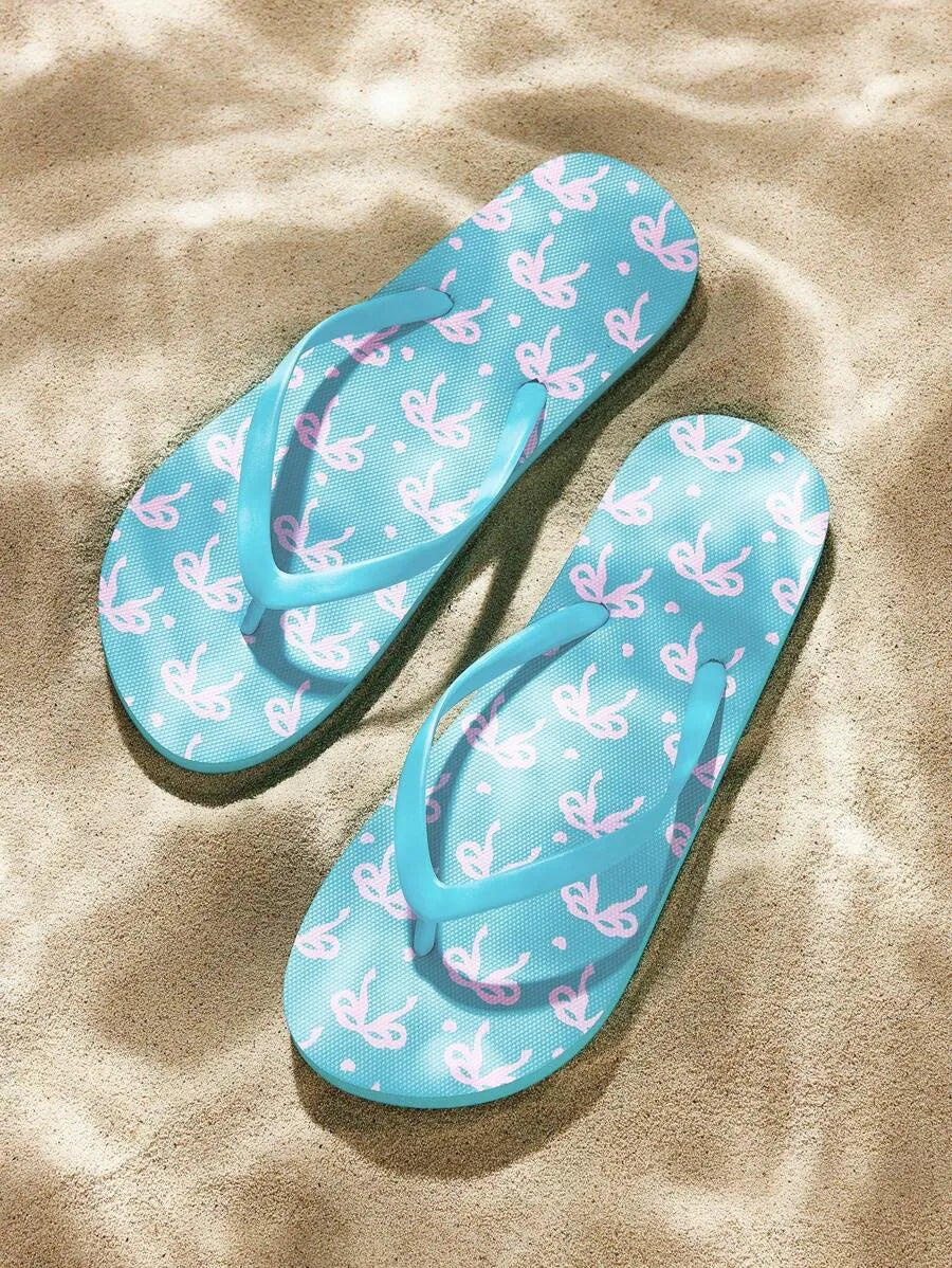 CUCCOO Star Print Flat Flip Flops, Suitable for Home, Beach, and Outdoor Wear