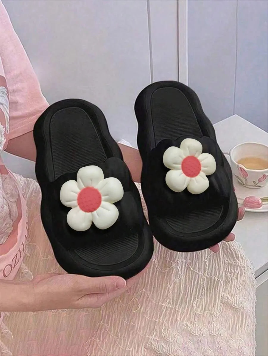 Women's Flower Design Slip-On Sandals, High-Quality, Anti-Slip, Odor-Resistant, Soft Bottom, Indoor/Outdoor House Slippers