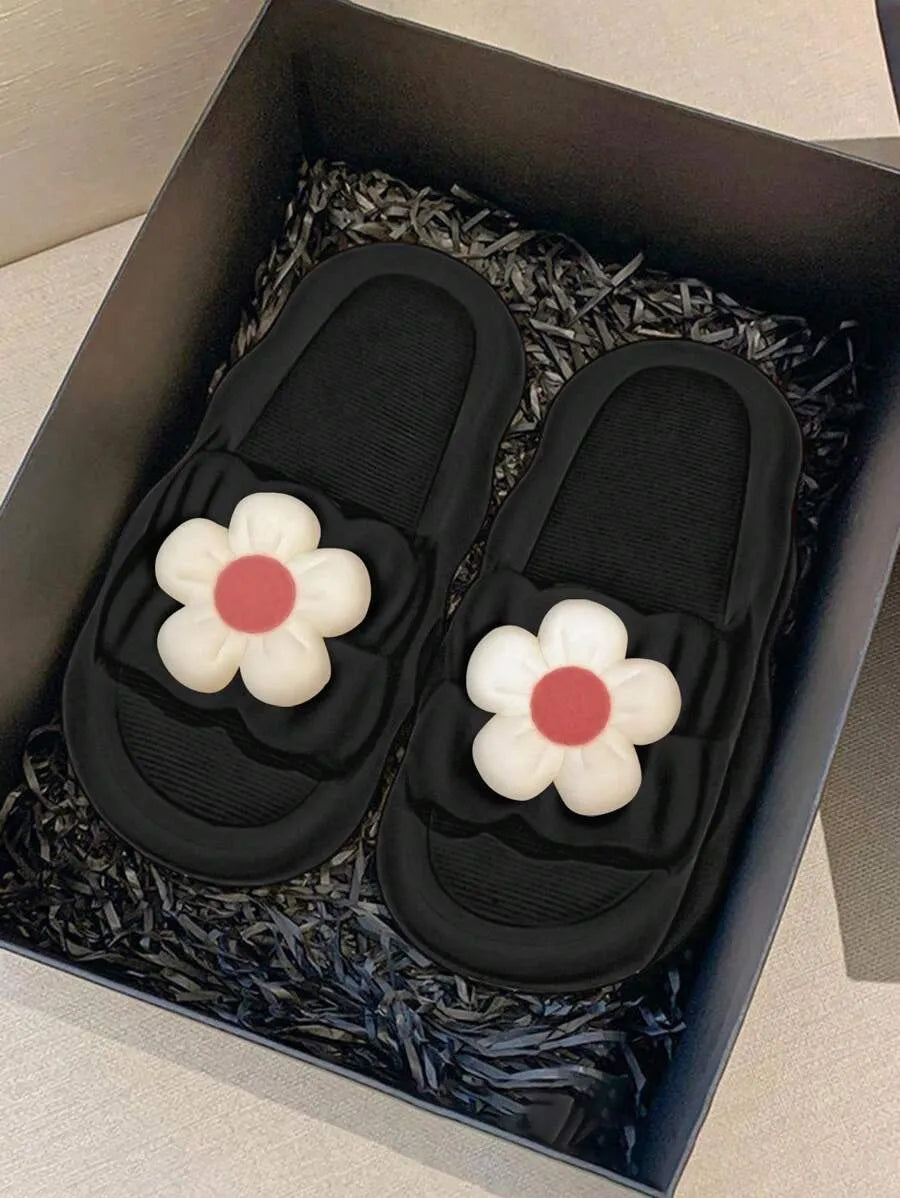 Women's Flower Design Slip-On Sandals, High-Quality, Anti-Slip, Odor-Resistant, Soft Bottom, Indoor/Outdoor House Slippers