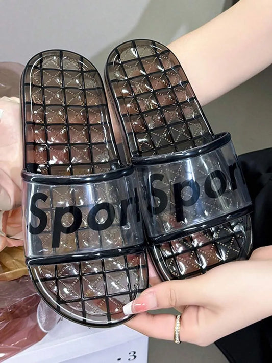 2025 New Fashion Transparent Jelly Plastic Slippers For Women, Summer Indoor Bathroom Shower Crystal Slippers, Non-Slip Wear-Resistant High-Quality Slides