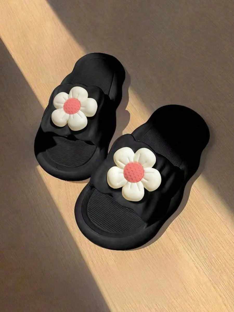 Women's Flower Design Slip-On Sandals, High-Quality, Anti-Slip, Odor-Resistant, Soft Bottom, Indoor/Outdoor House Slippers