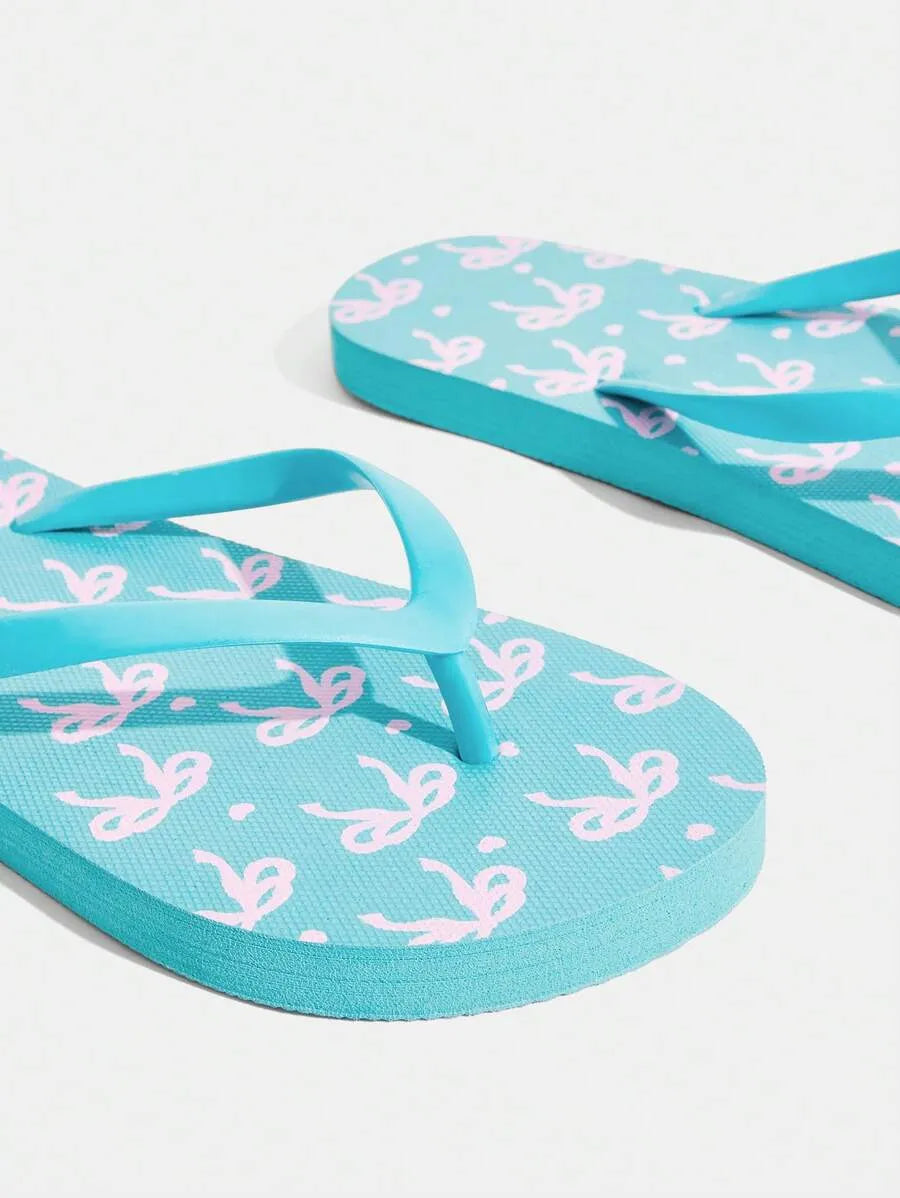 CUCCOO Star Print Flat Flip Flops, Suitable for Home, Beach, and Outdoor Wear