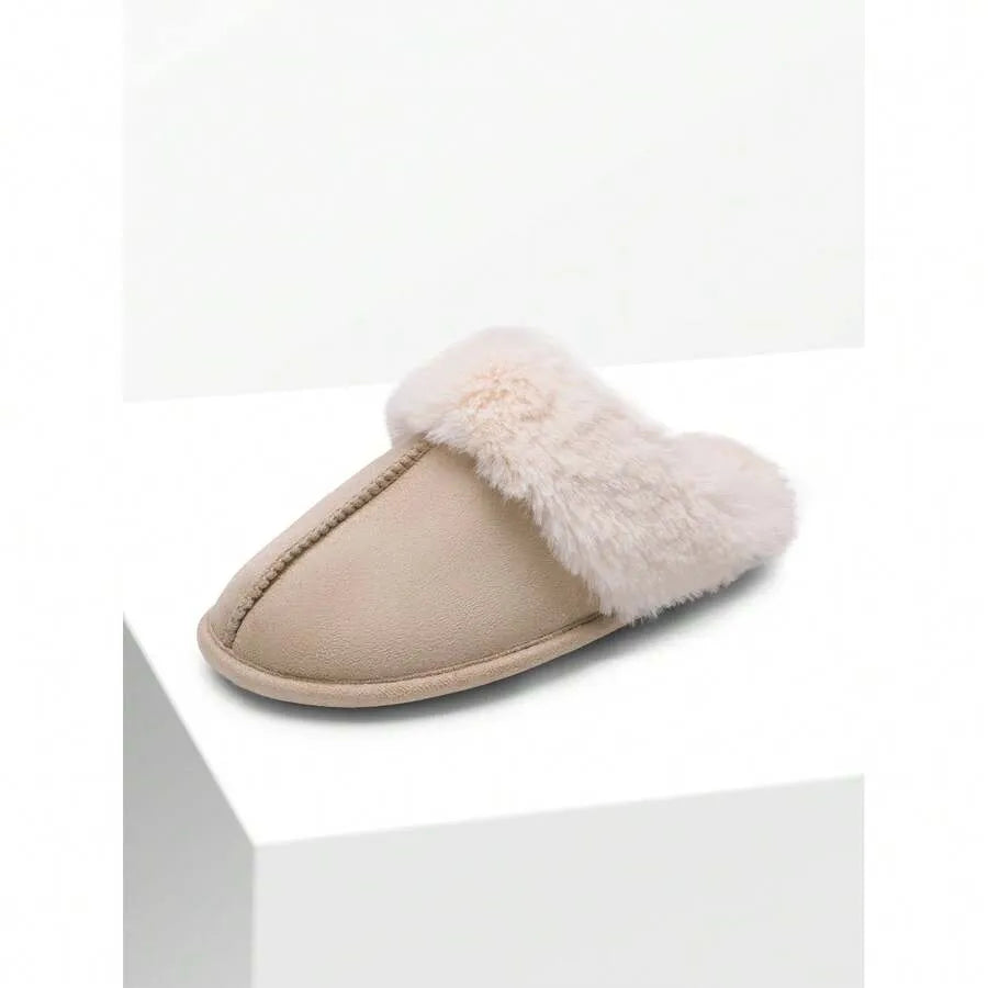 Women Furry Slippers Fluffy Soft Warm Slip On House Slippers Non-Slip Cozy Plush Indoor Outdoor Winter Fuzzy Lined Slippers