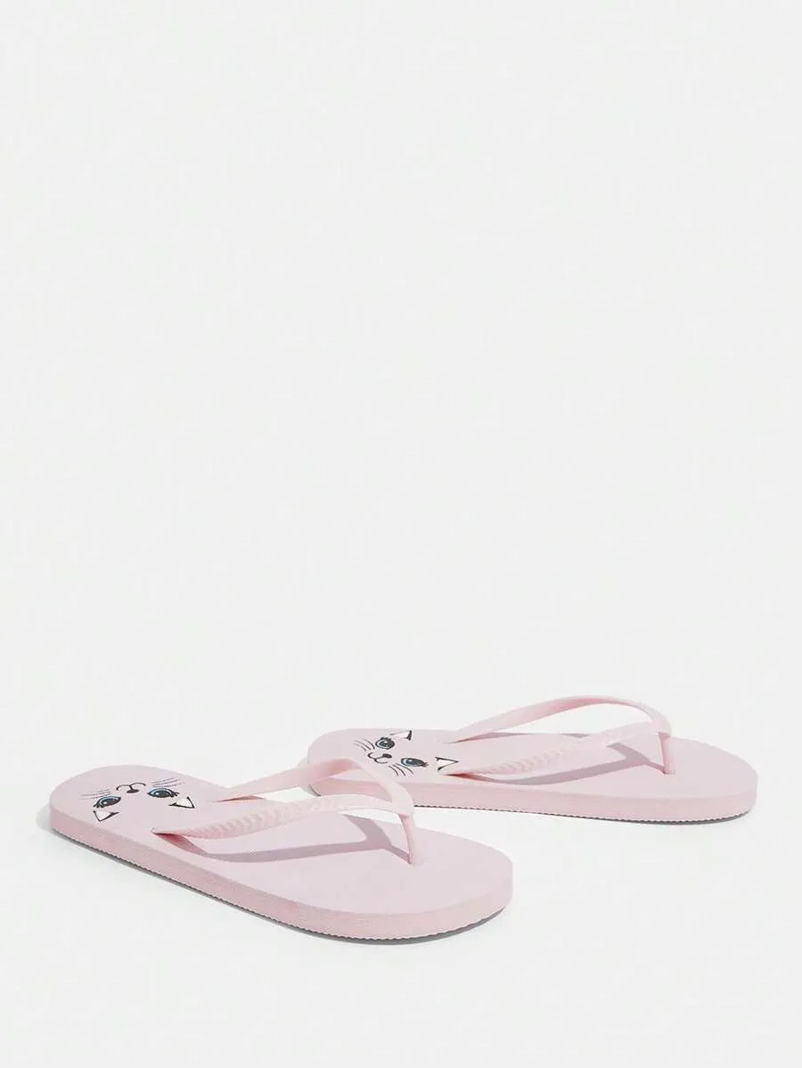 CUCCOO Star Print Flat Flip Flops, Suitable for Home, Beach, and Outdoor Wear