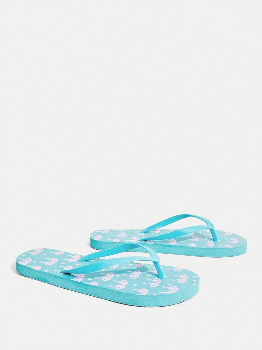 CUCCOO Star Print Flat Flip Flops, Suitable for Home, Beach, and Outdoor Wear
