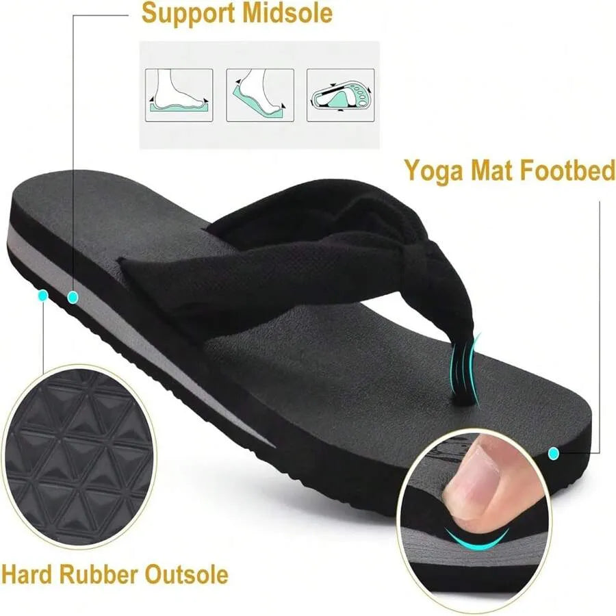 Flip Flops for Women – Yoga Mat Comfortable Summer Beach Walking Thong Cushion Sandals