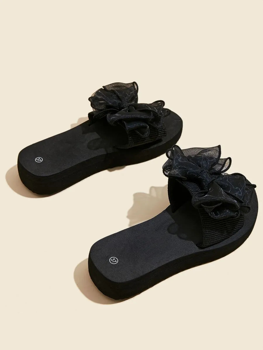 Women's Minimalist Platform Slippers, Lightweight Open Toe Non Slip Slides Shoes, Indoor & Outdoor Slippers