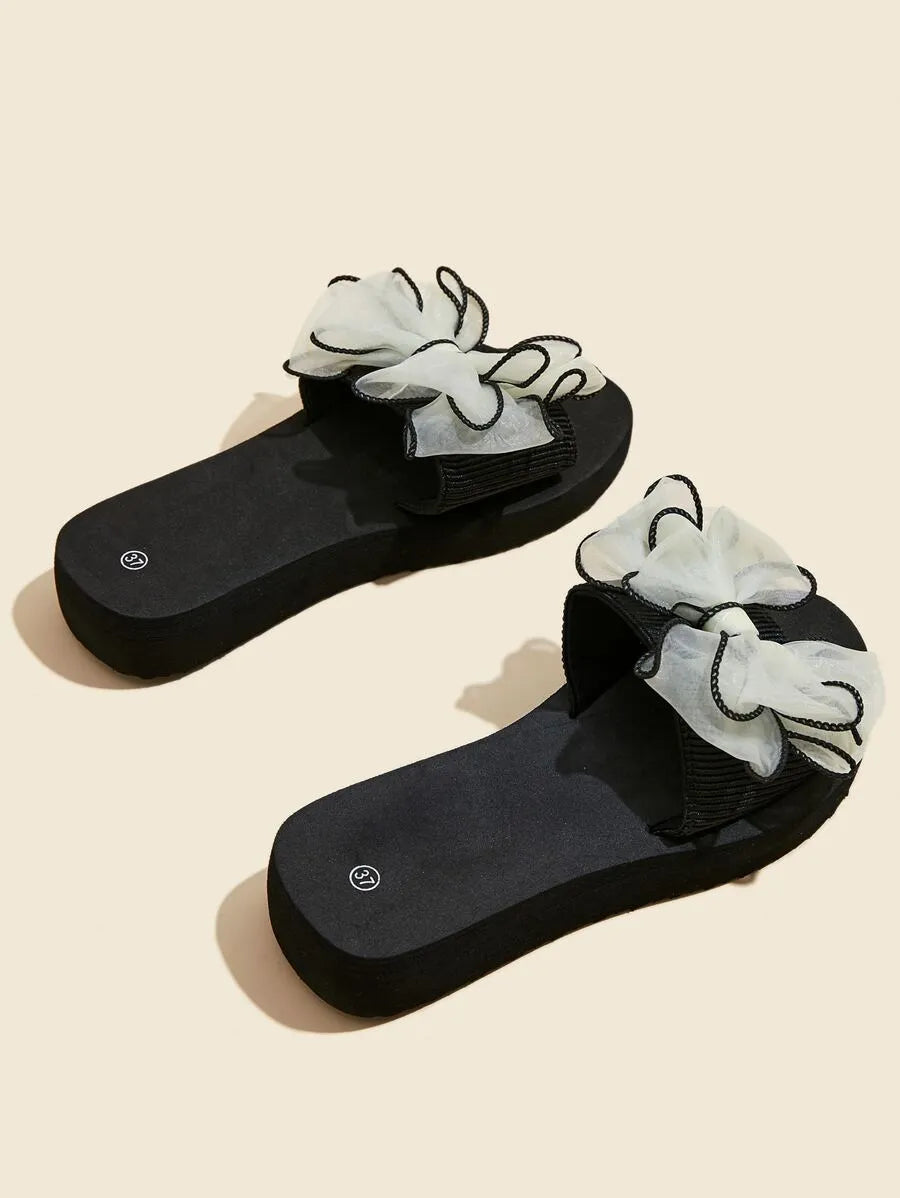 Women's Minimalist Platform Slippers, Lightweight Open Toe Non Slip Slides Shoes, Indoor & Outdoor Slippers