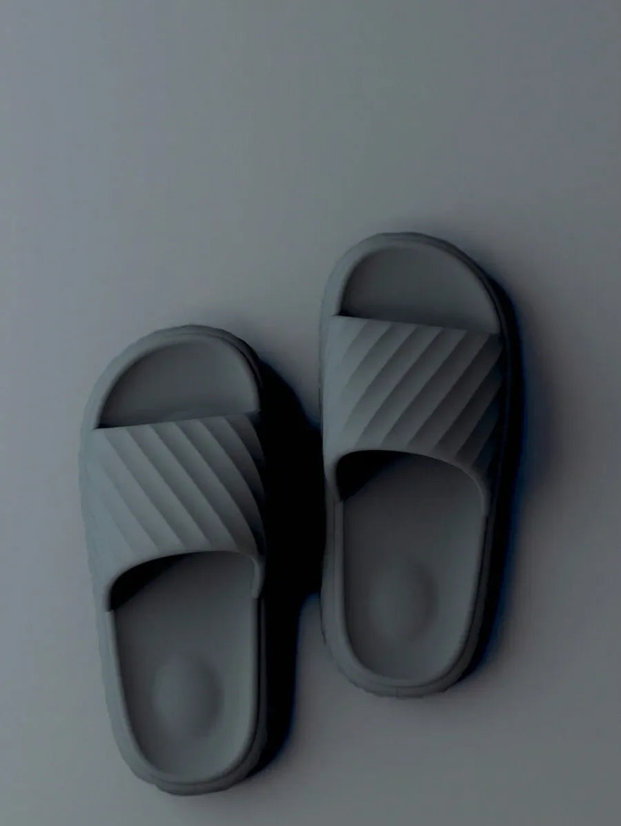 Men's Home Slippers Diagonal Stripe Design, Breathable Quick-Dry Home & Outdoor Slippers, Soft & Comfortable Unisex Flat Sandals