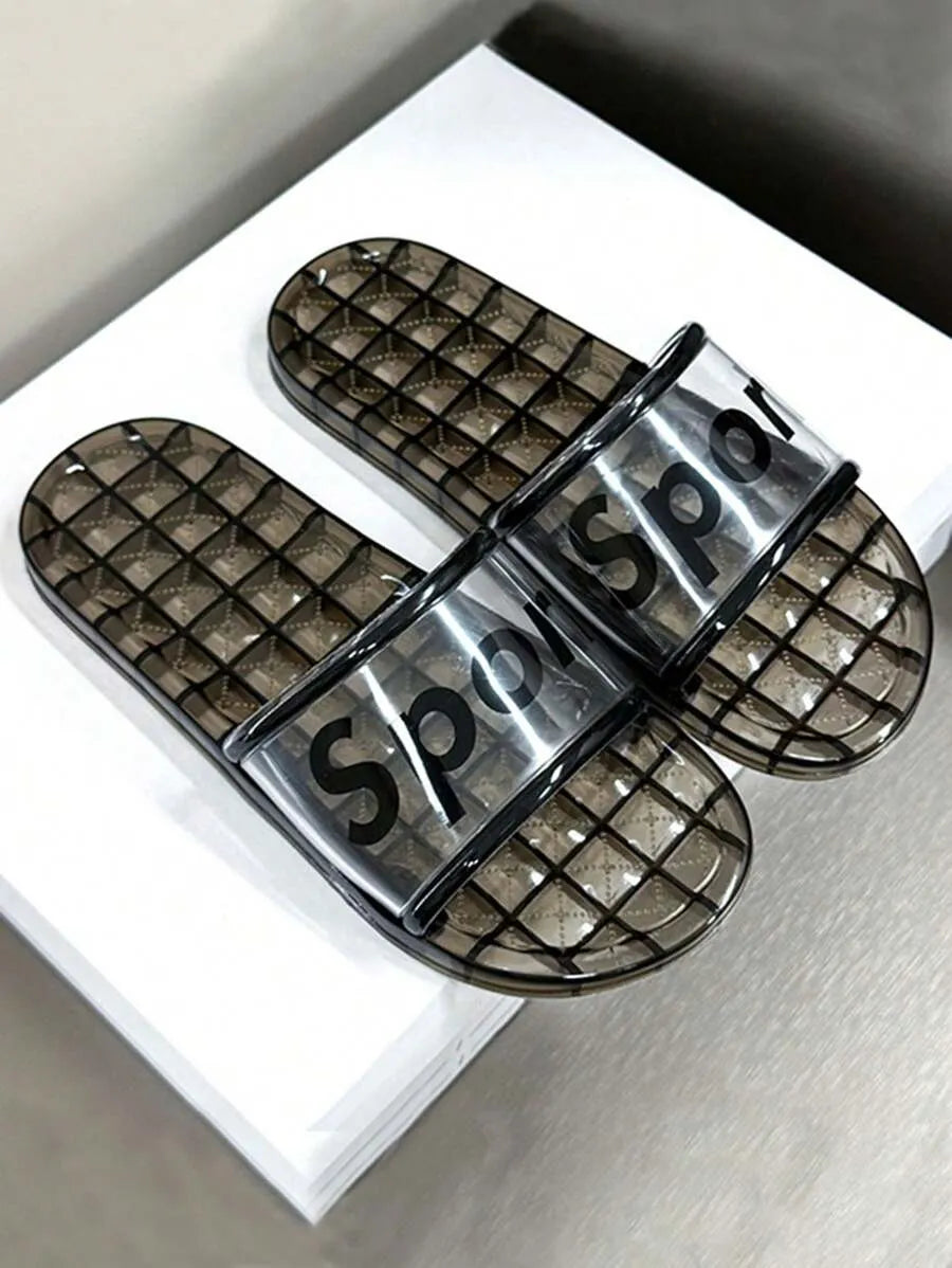 2025 New Fashion Transparent Jelly Plastic Slippers For Women, Summer Indoor Bathroom Shower Crystal Slippers, Non-Slip Wear-Resistant High-Quality Slides