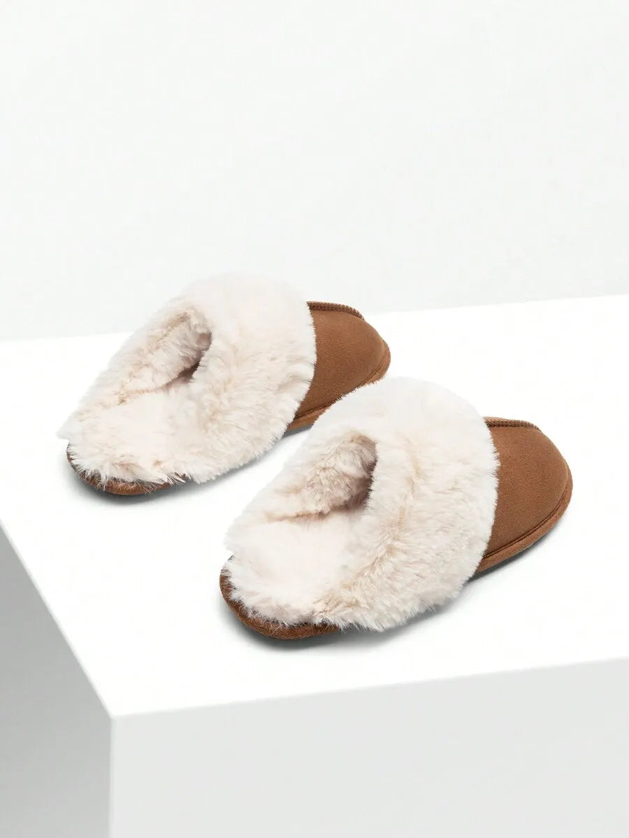 Women Furry Slippers Fluffy Soft Warm Slip On House Slippers Non-Slip Cozy Plush Indoor Outdoor Winter Fuzzy Lined Slippers