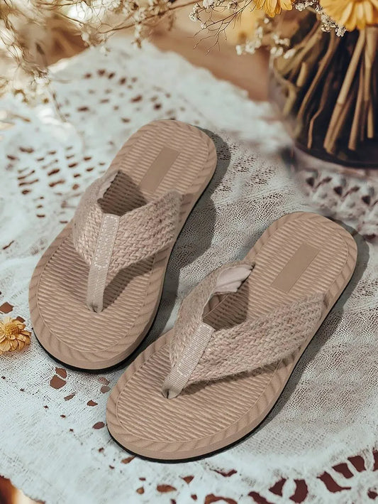 New Women Summer Casual Thong Sandals Outdoor Beach Holiday Slippers, Slip-Resistant Flip Flops For Swimming & Beach