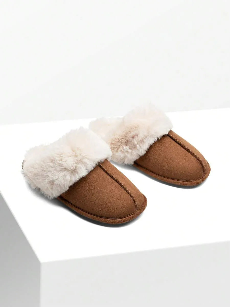 Women Furry Slippers Fluffy Soft Warm Slip On House Slippers Non-Slip Cozy Plush Indoor Outdoor Winter Fuzzy Lined Slippers