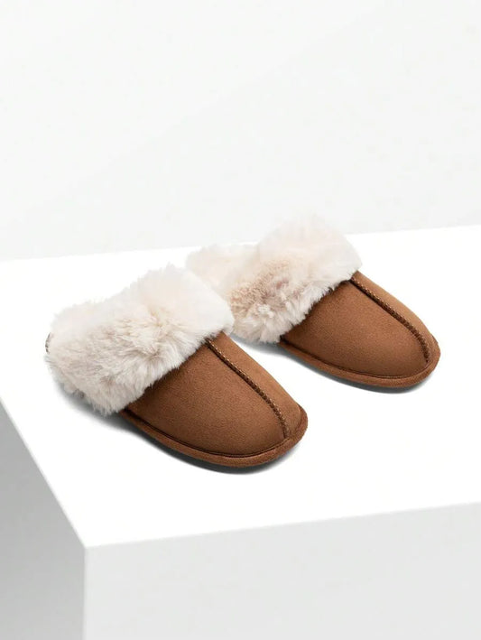 Women Furry Slippers Fluffy Soft Warm Slip On House Slippers Non-Slip Cozy Plush Indoor Outdoor Winter Fuzzy Lined Slippers