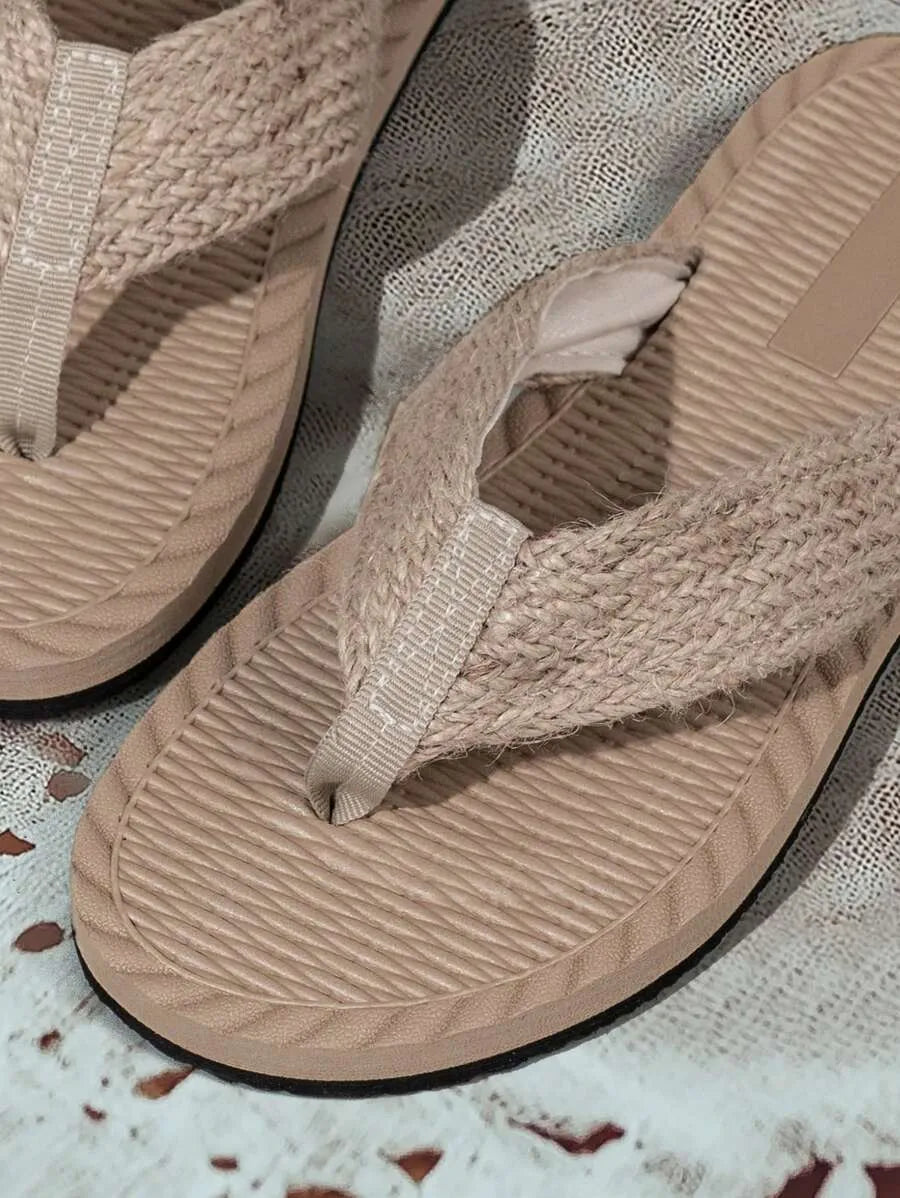 New Women Summer Casual Thong Sandals Outdoor Beach Holiday Slippers, Slip-Resistant Flip Flops For Swimming & Beach